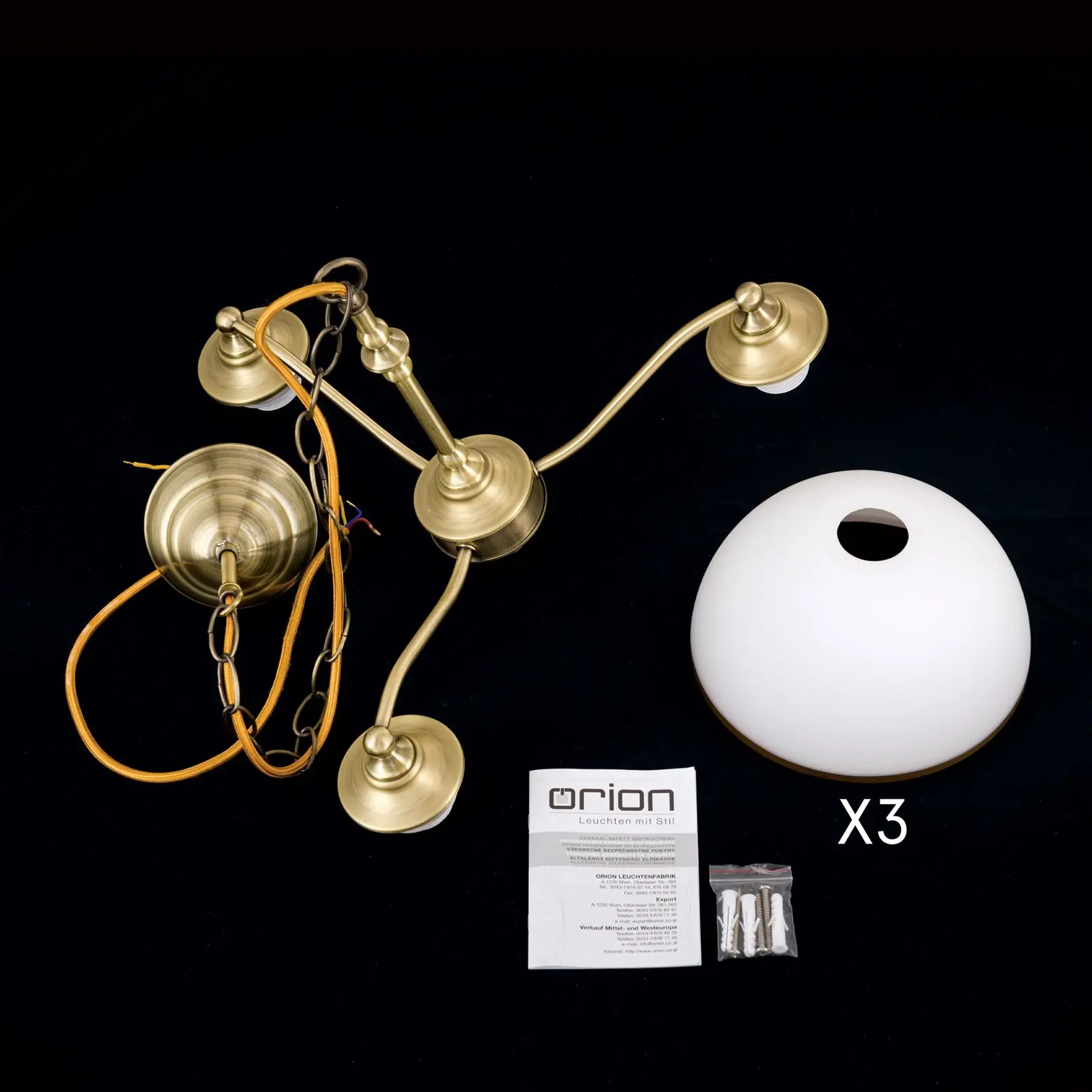 Viseća lampa OLD LAMP, 3 izvora svetla, patina - 8