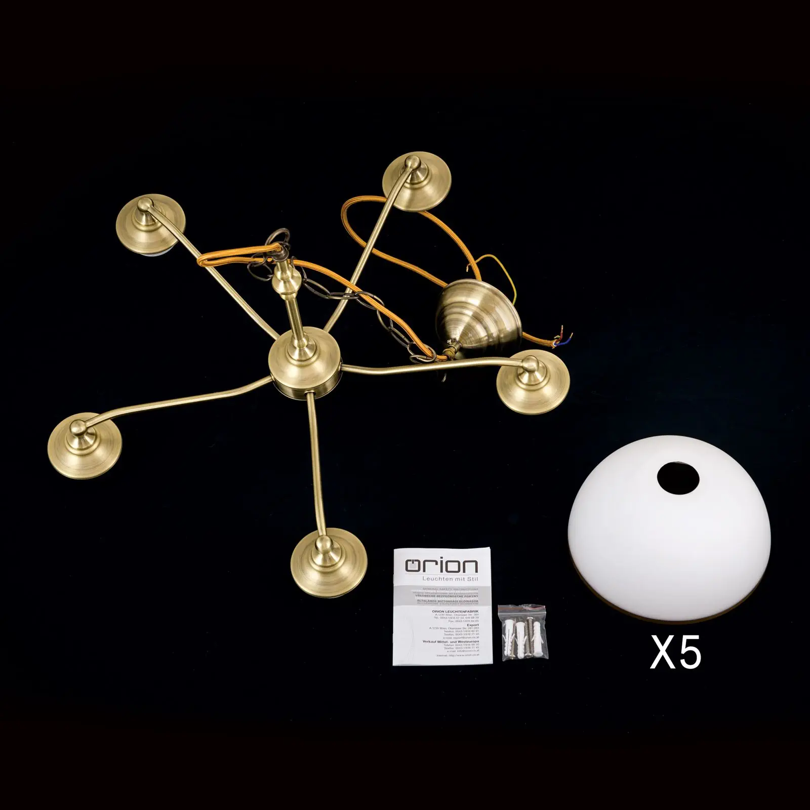 Viseća lampa OLD LAMP, 5 izvora svetla, patina - 8