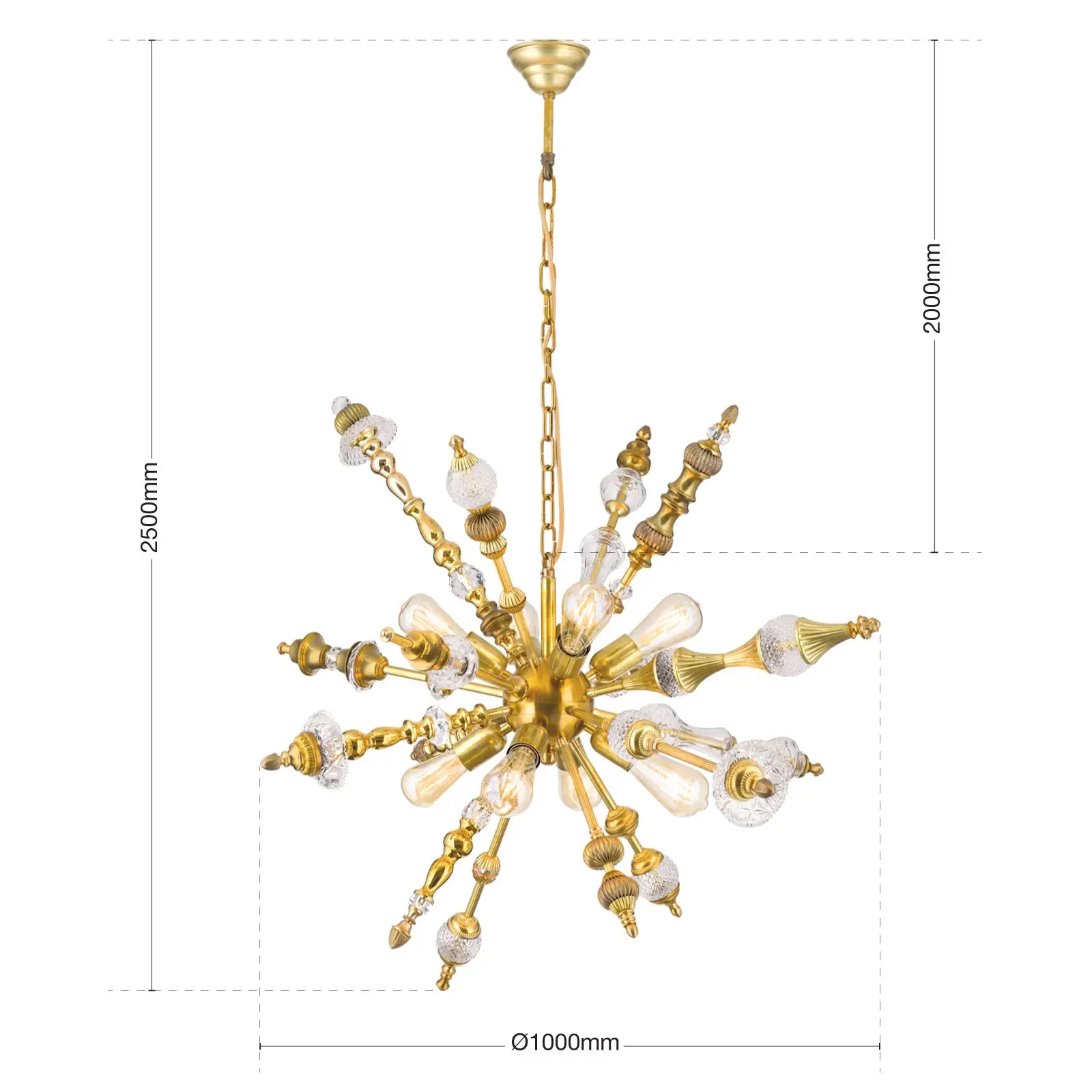 Luster BAROCOCO, 8 izvora svetla, mesing - 8