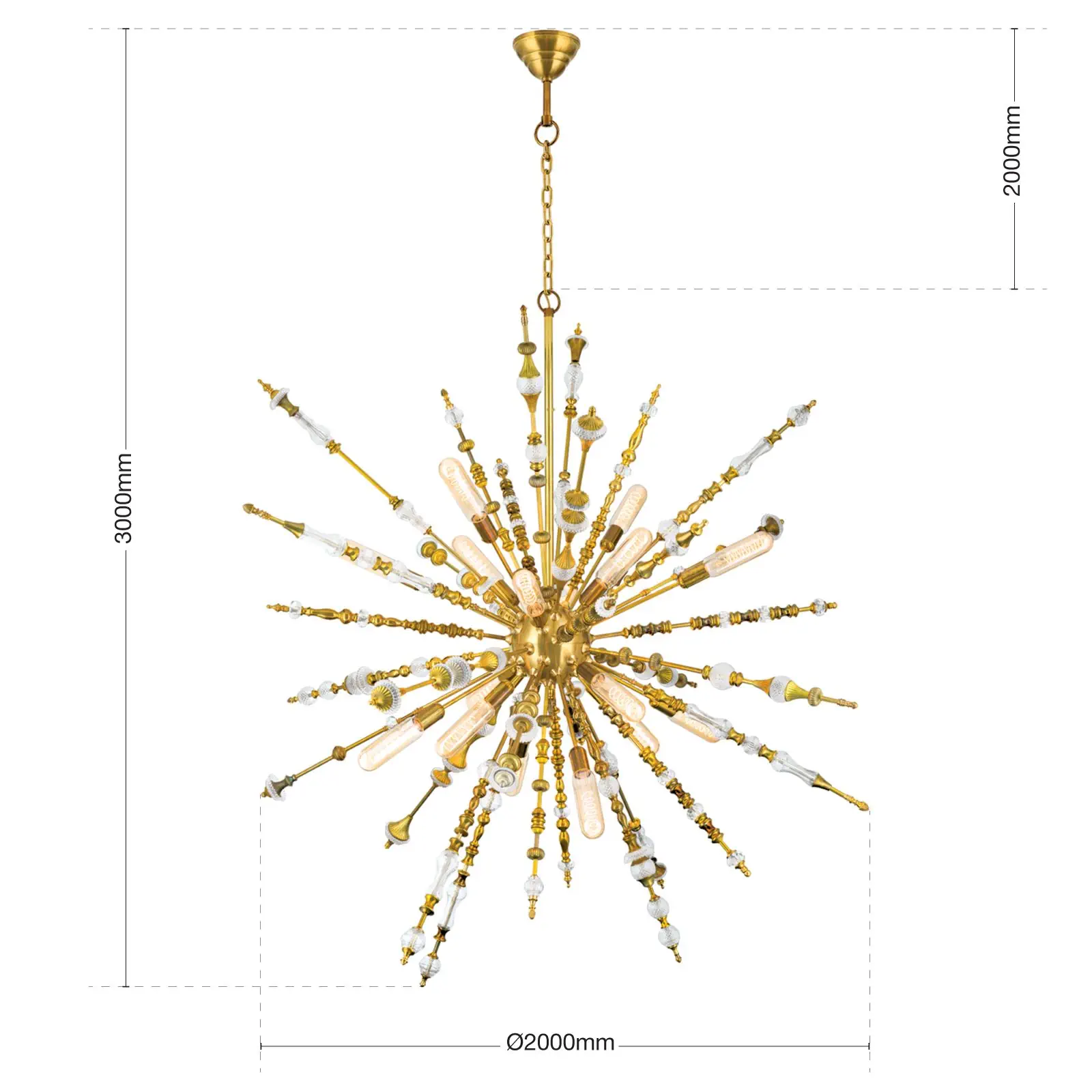 Luster BAROCOCO, 16 izvora svetla, mesing - 8