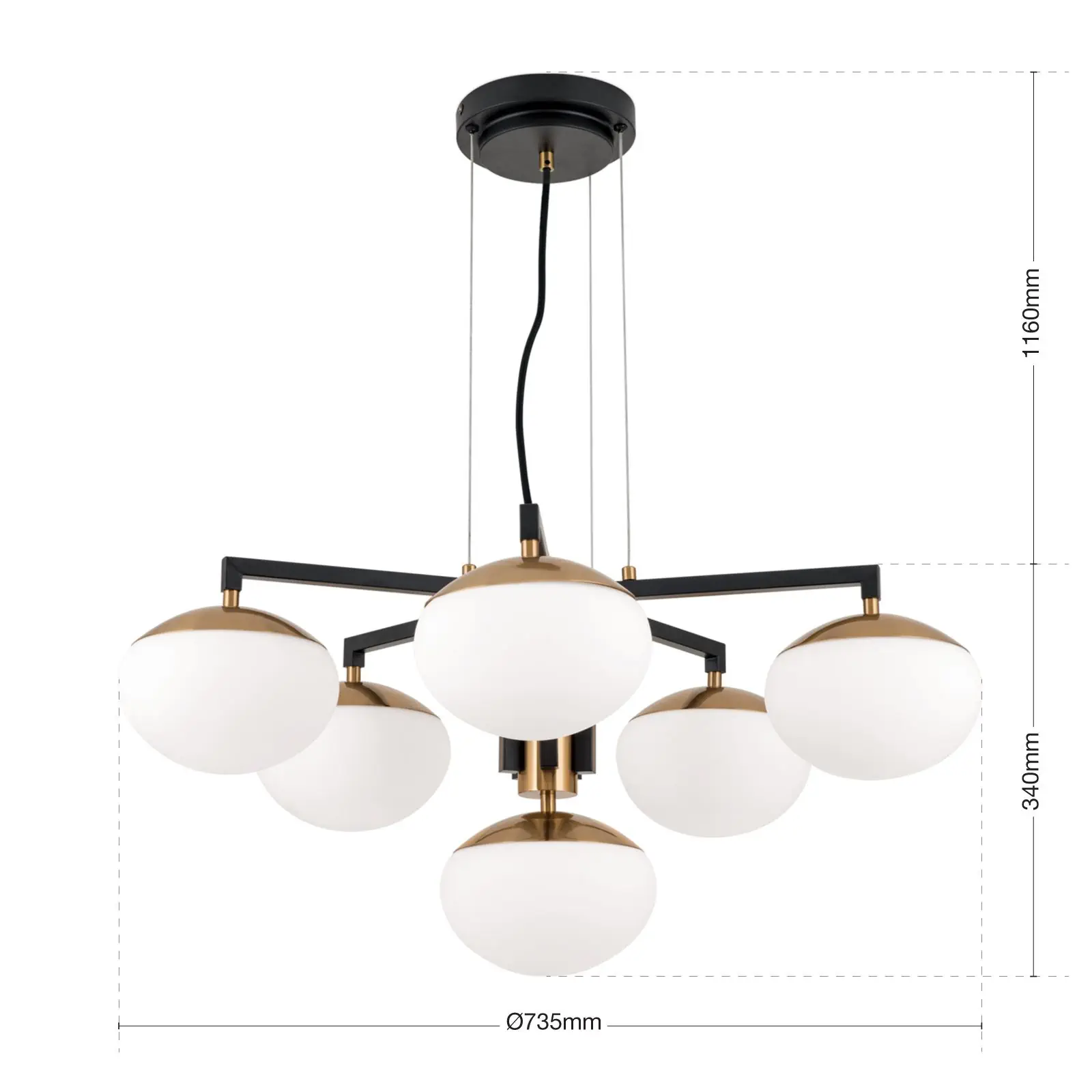 Luster JOSEPHINE, Ø 73,5 cm, crna - 8