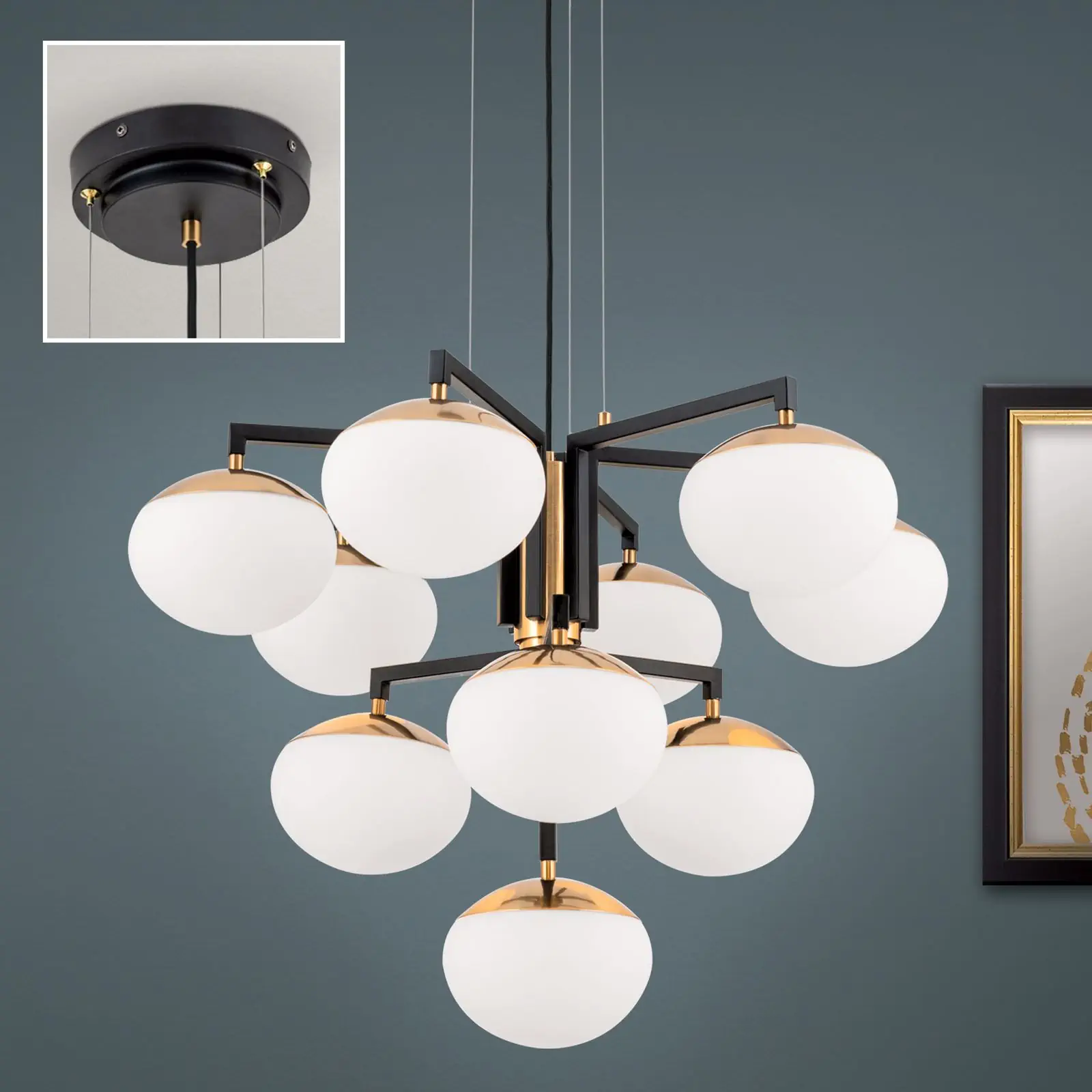 Luster JOSEPHINE, 10 izvora svetla, Ø 73,5 cm, crna - 2