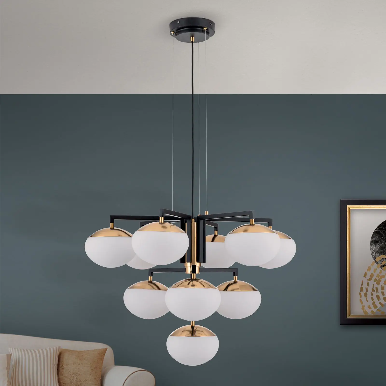 Luster JOSEPHINE, 10 izvora svetla, Ø 73,5 cm, crna - 3