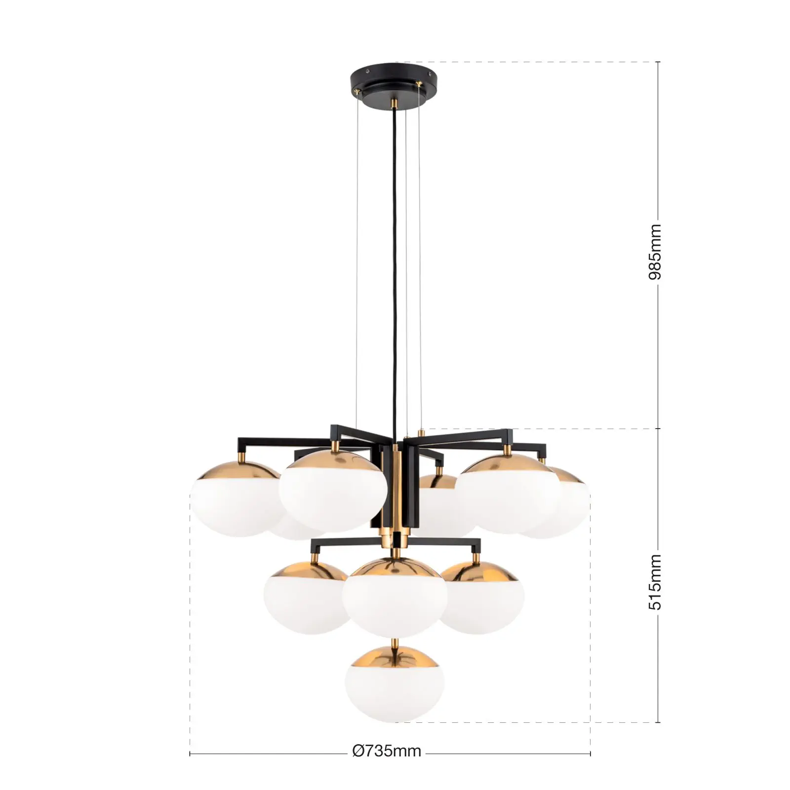 Luster JOSEPHINE, 10 izvora svetla, Ø 73,5 cm, crna - 7