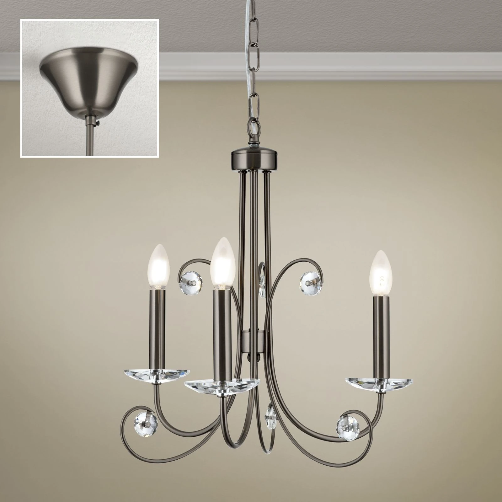 Kristalni luster ARIANE, 3 izvora svetla, tamni nikl - 3