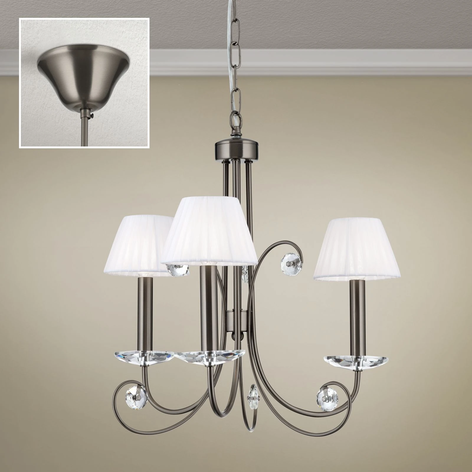 Kristalni luster ARIANE, 3 izvora svetla, tamni nikl - 4