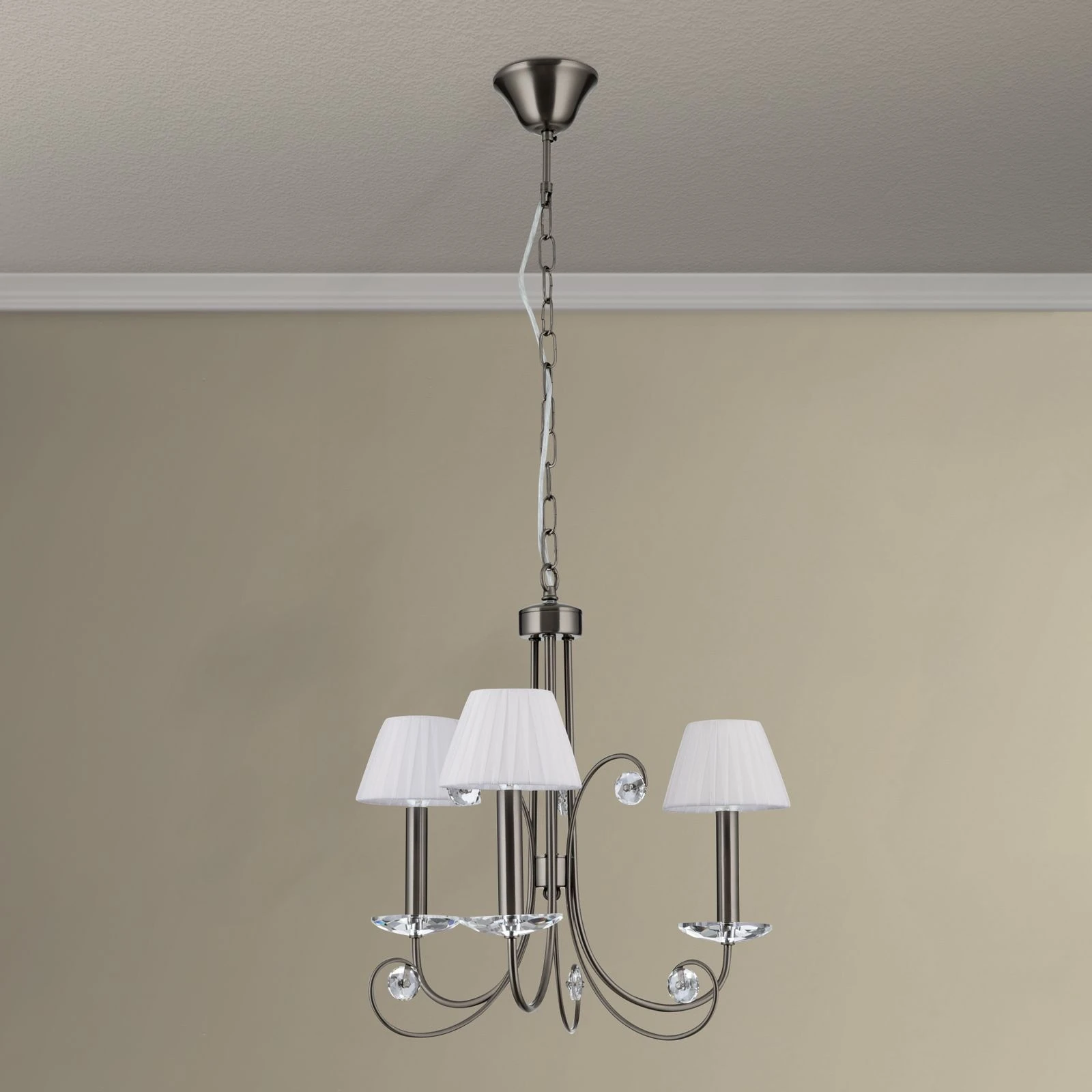 Kristalni luster ARIANE, 3 izvora svetla, tamni nikl - 6