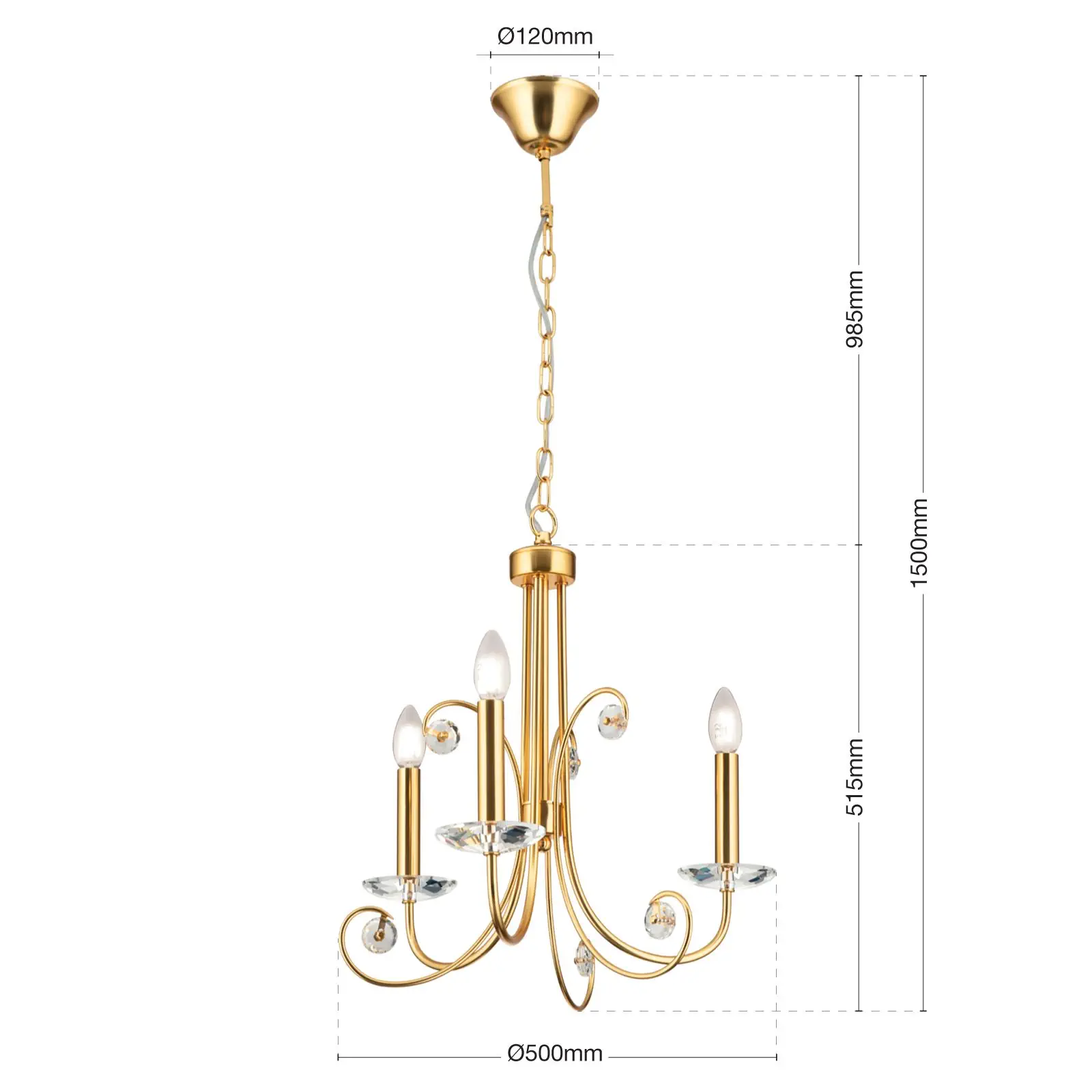 Kristalni luster ARIANE, 3 izvora svetla, mat zlato - 10