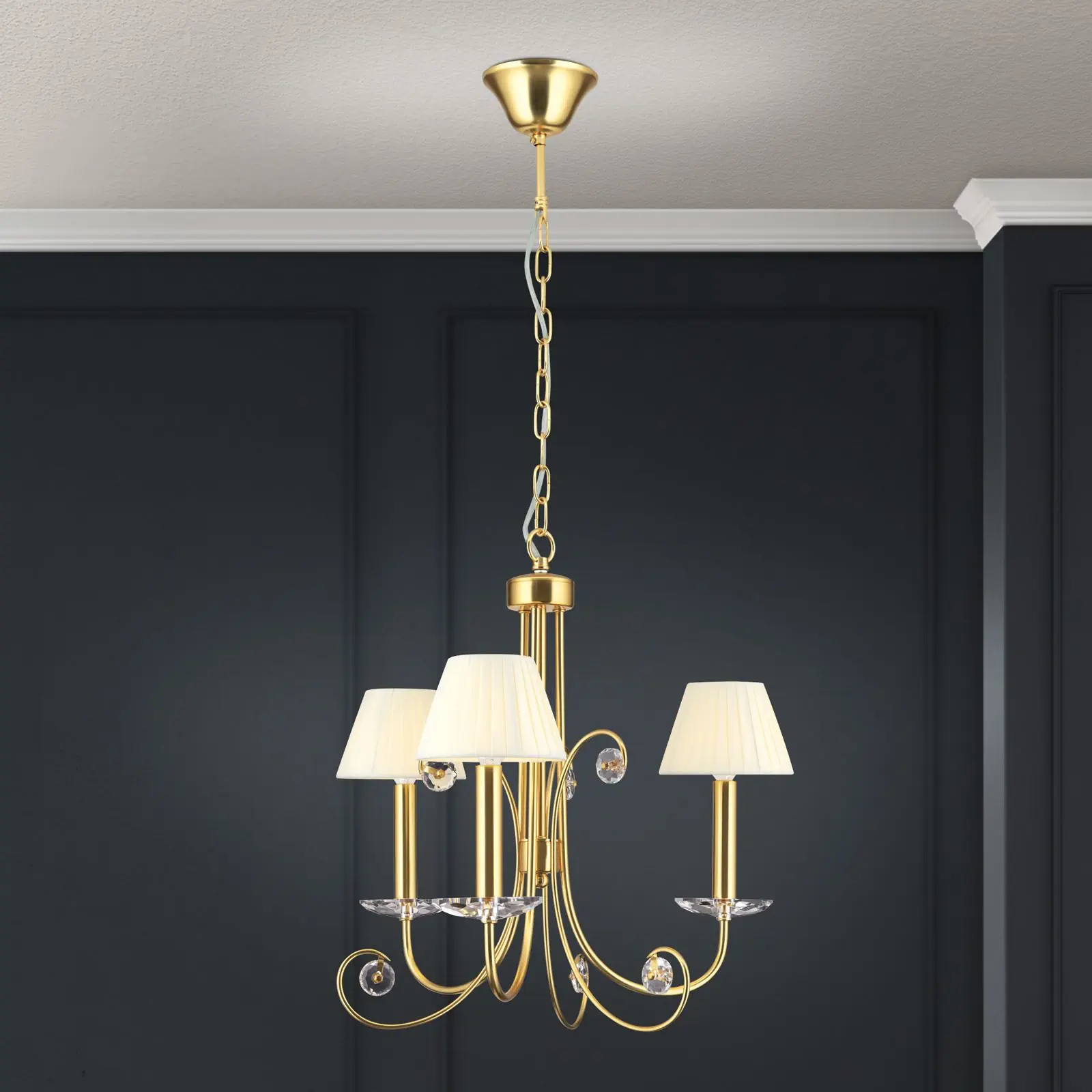 Kristalni luster ARIANE, 3 izvora svetla, mat zlato - 2