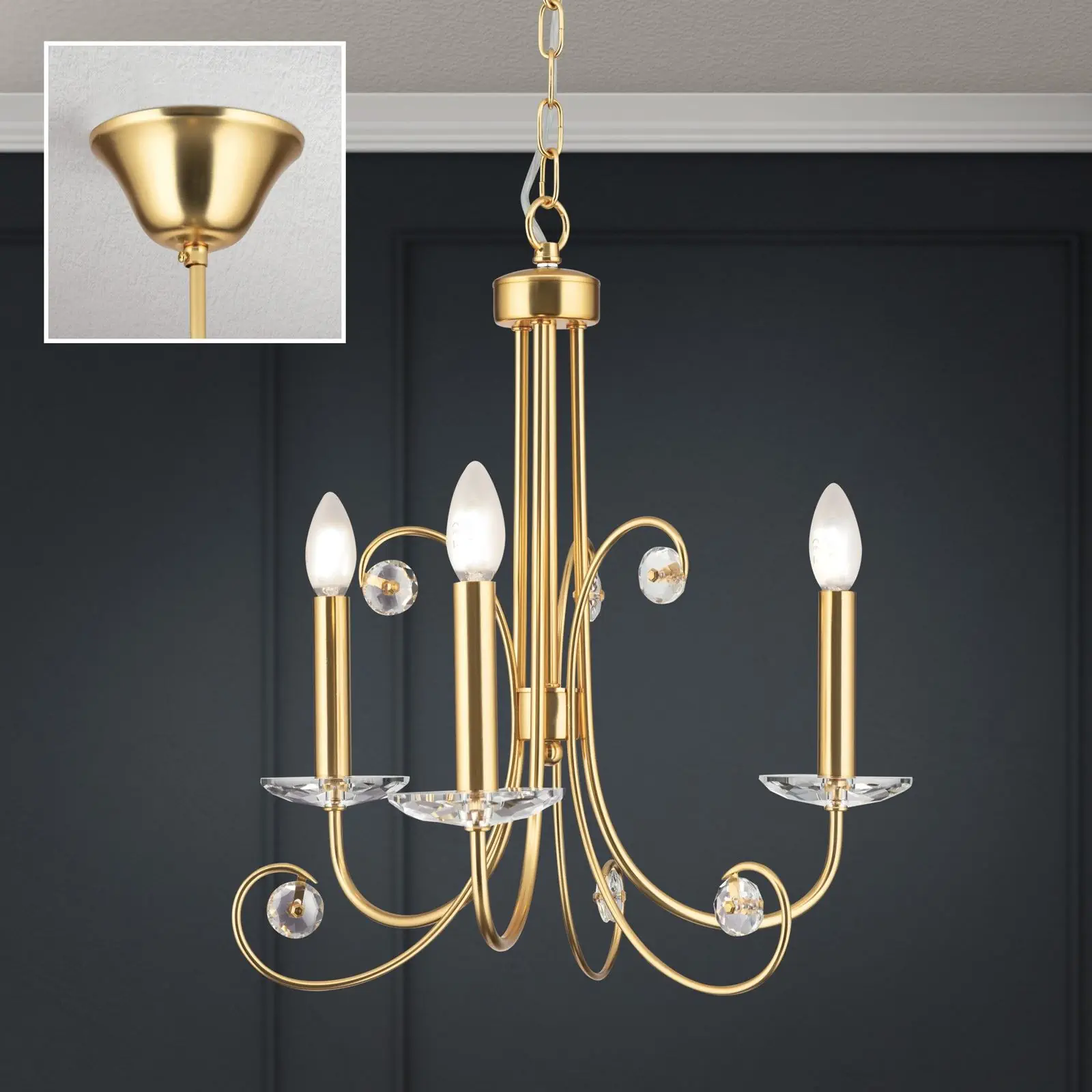 Kristalni luster ARIANE, 3 izvora svetla, mat zlato - 3