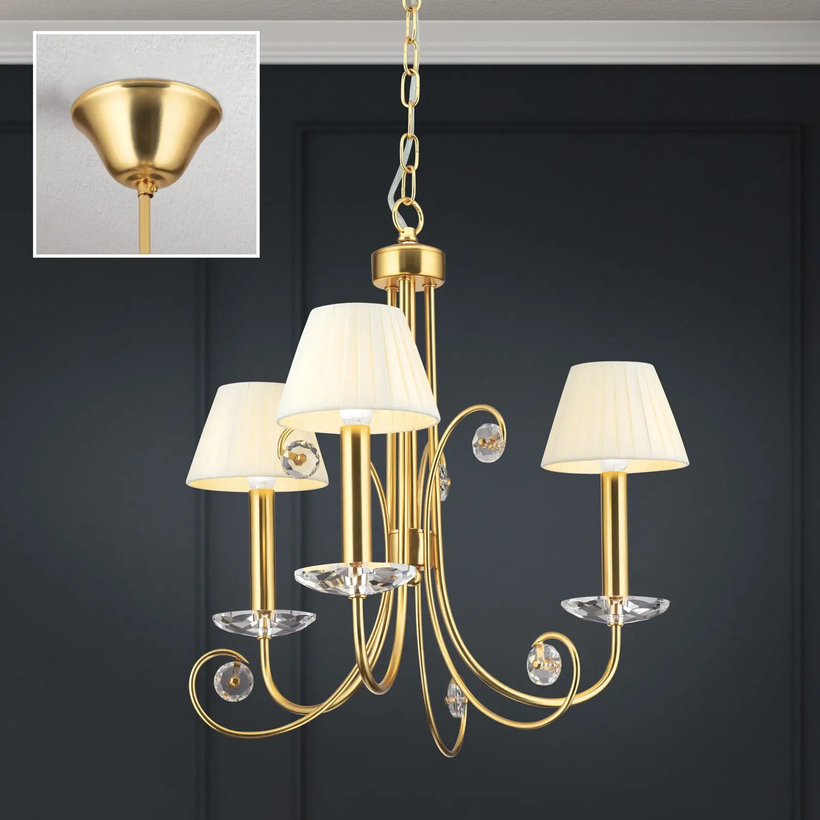 Kristalni luster ARIANE, 3 izvora svetla, mat zlato - 4