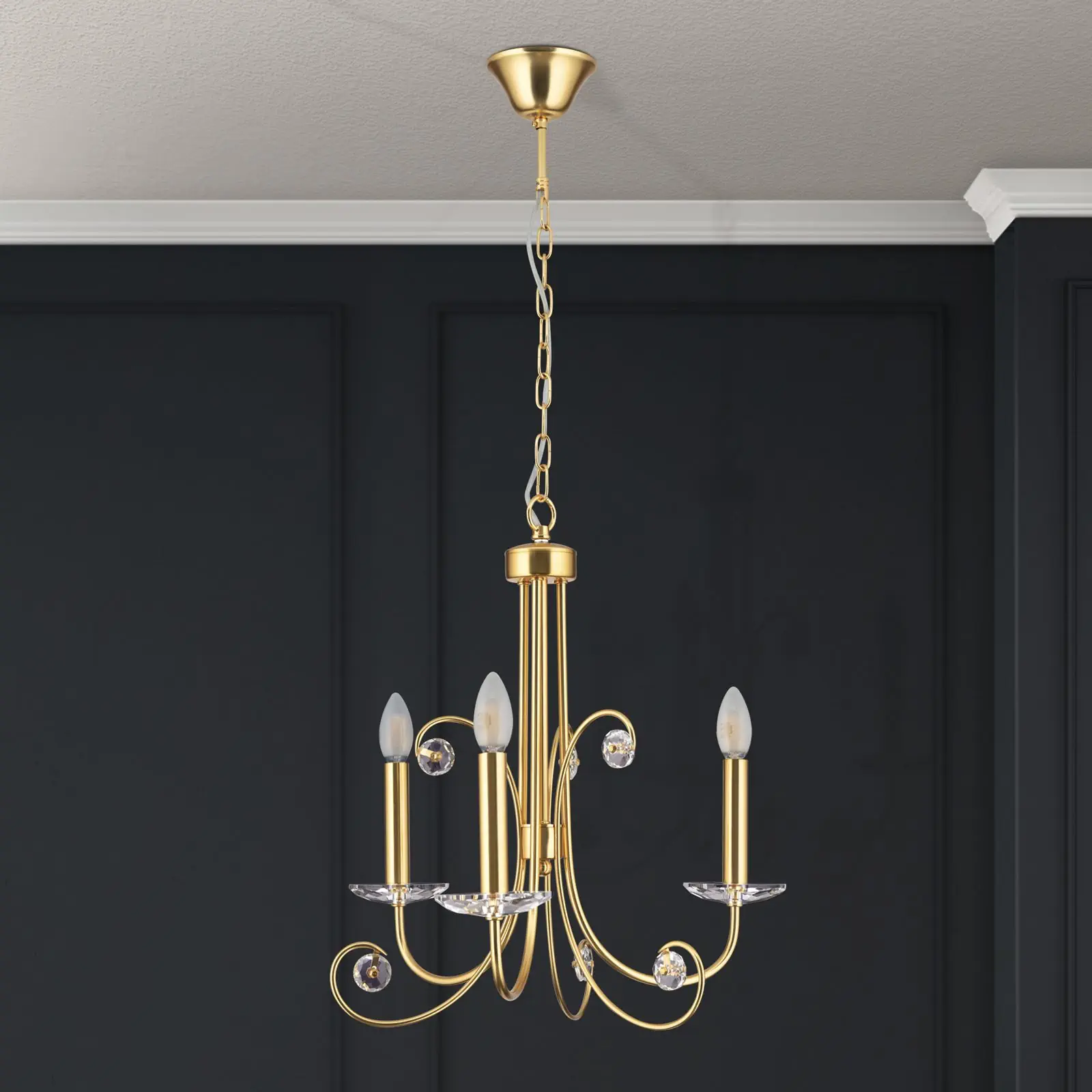 Kristalni luster ARIANE, 3 izvora svetla, mat zlato - 5