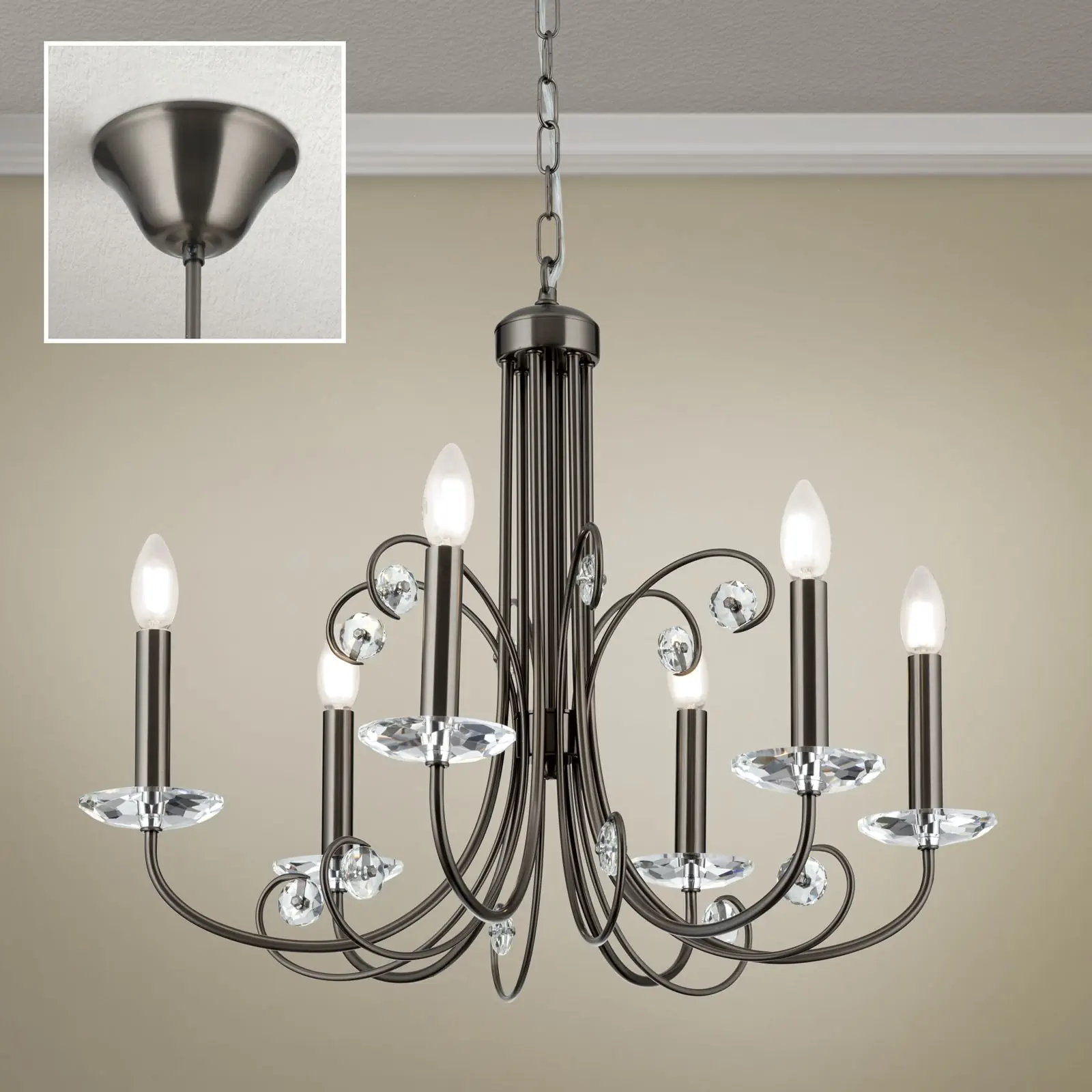 Kristalni luster ARIANE, 6 izvora svetla, tamni nikl - 3