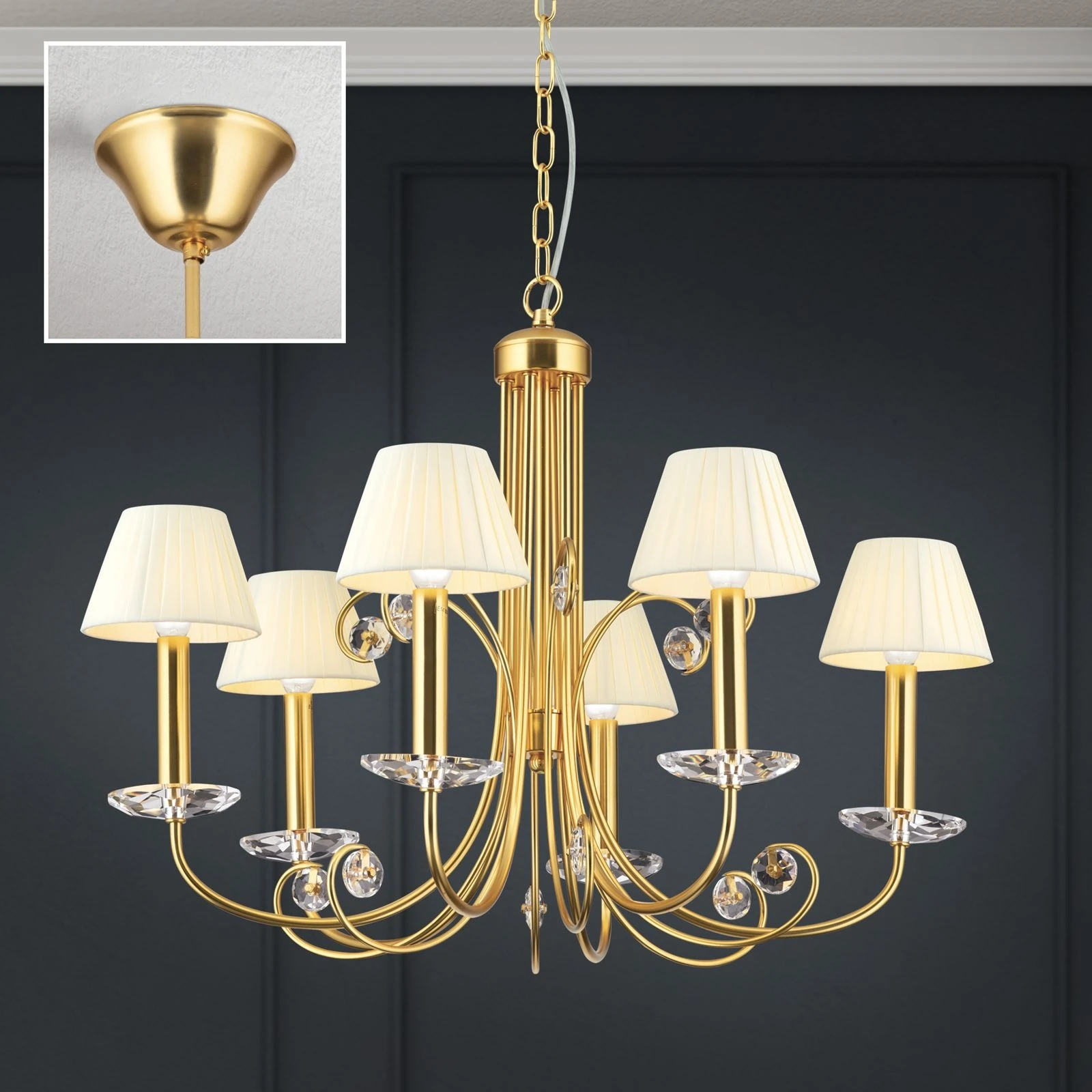 Kristalni luster ARIANE, 6 izvora svetla, mat zlato - 4