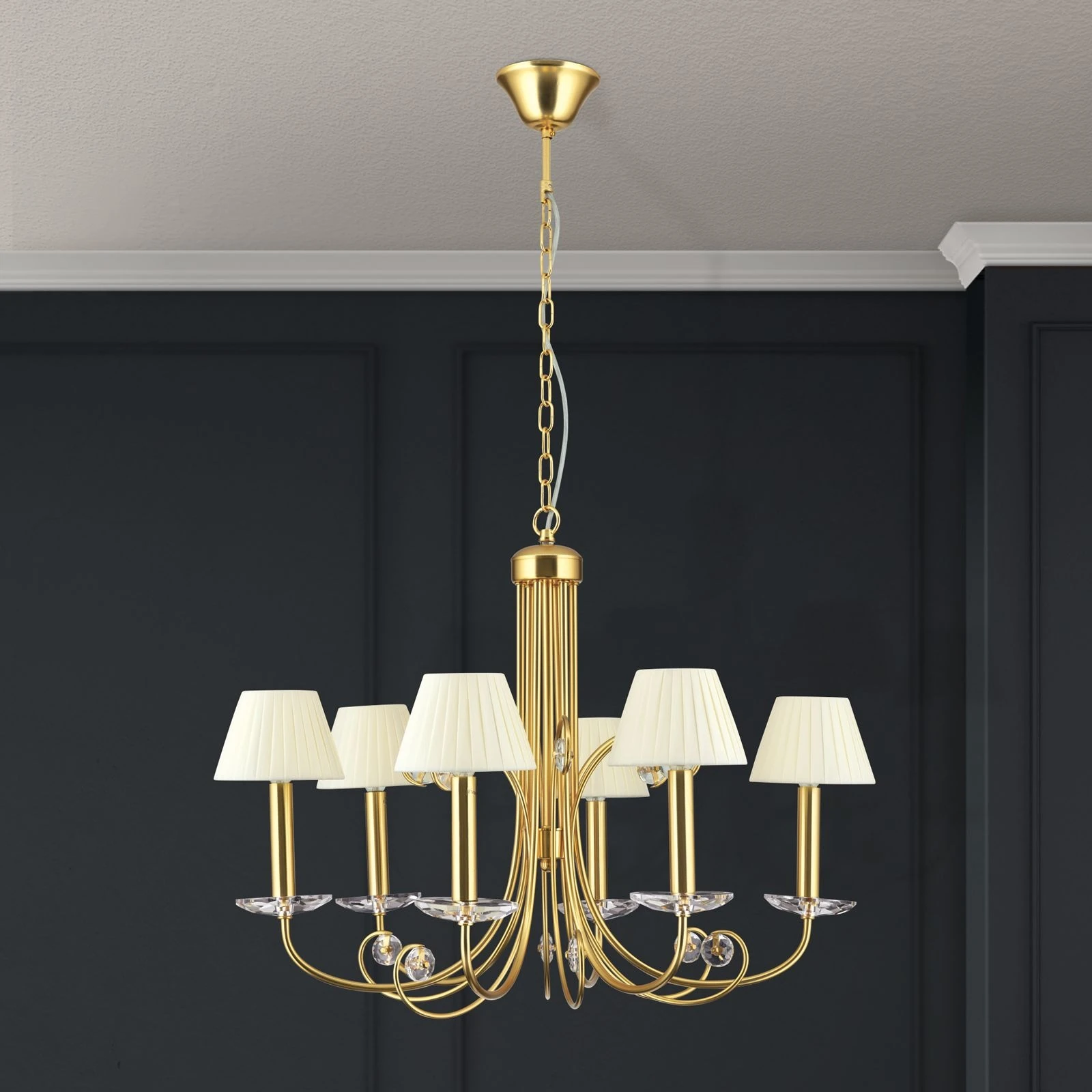 Kristalni luster ARIANE, 6 izvora svetla, mat zlato - 6