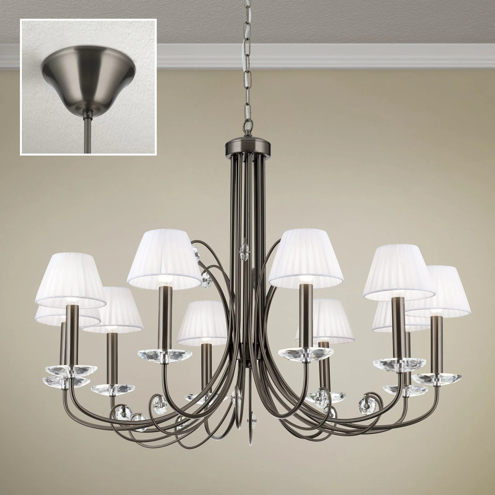 Kristalni luster ARIANE, 10 izvora svetla, tamni nikl - 4