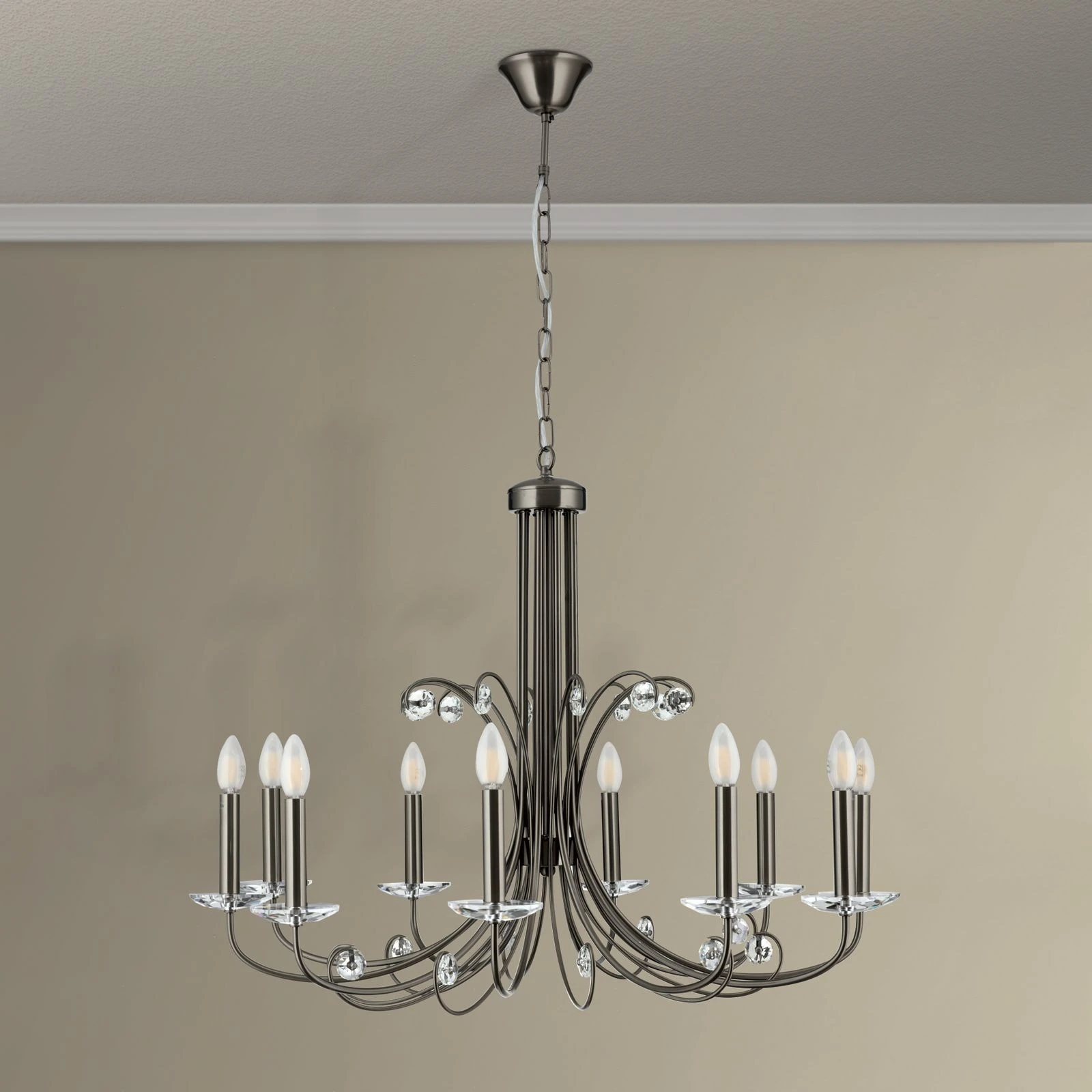 Kristalni luster ARIANE, 10 izvora svetla, tamni nikl - 5