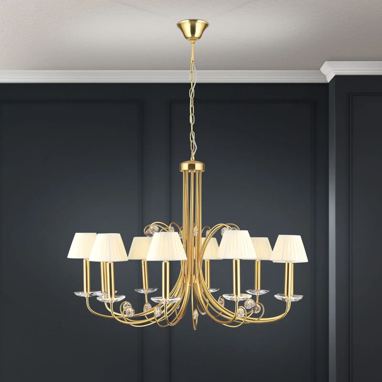 Kristalni luster ARIANE, 10 izvora svetla, mat zlato - 2