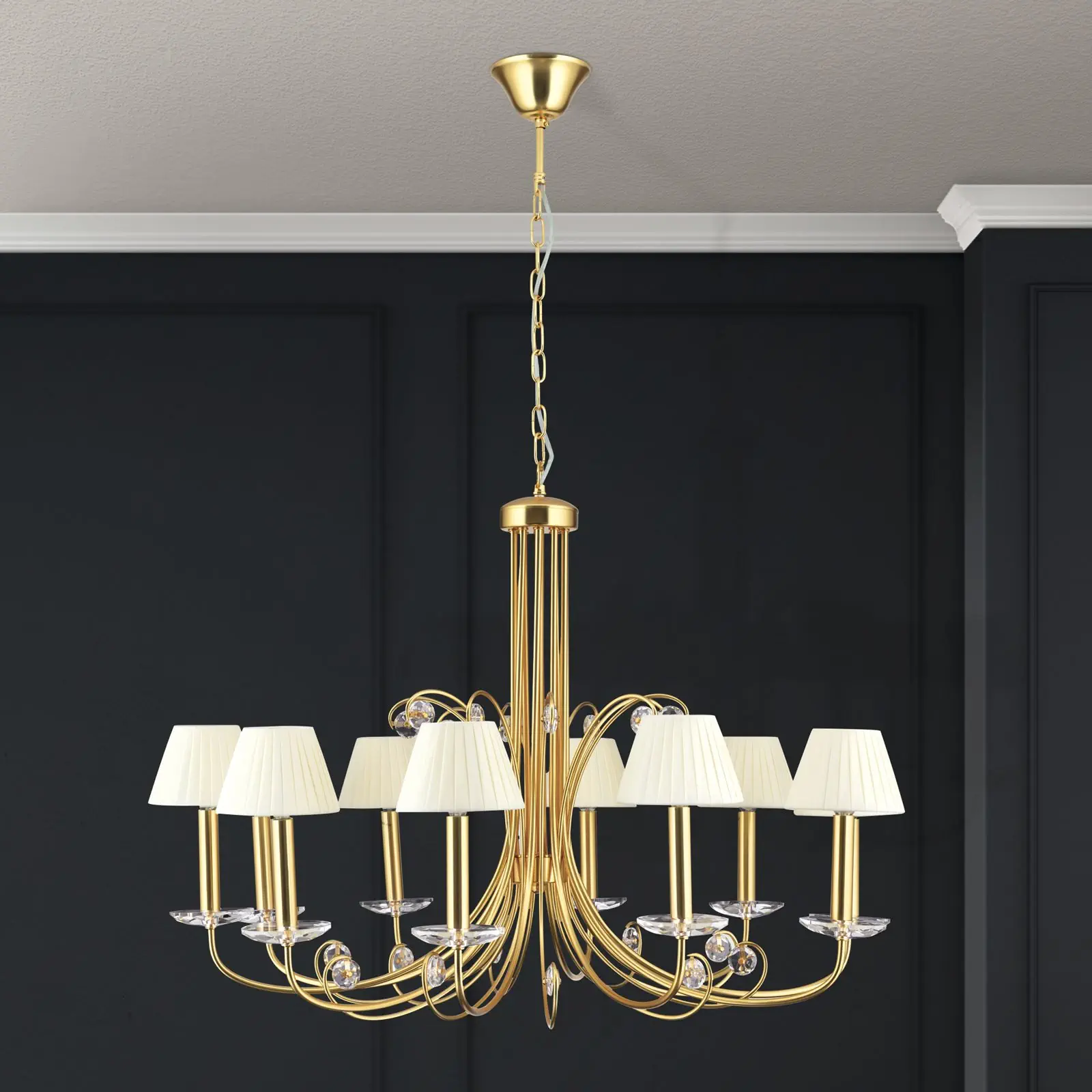 Kristalni luster ARIANE, 10 izvora svetla, mat zlato - 6