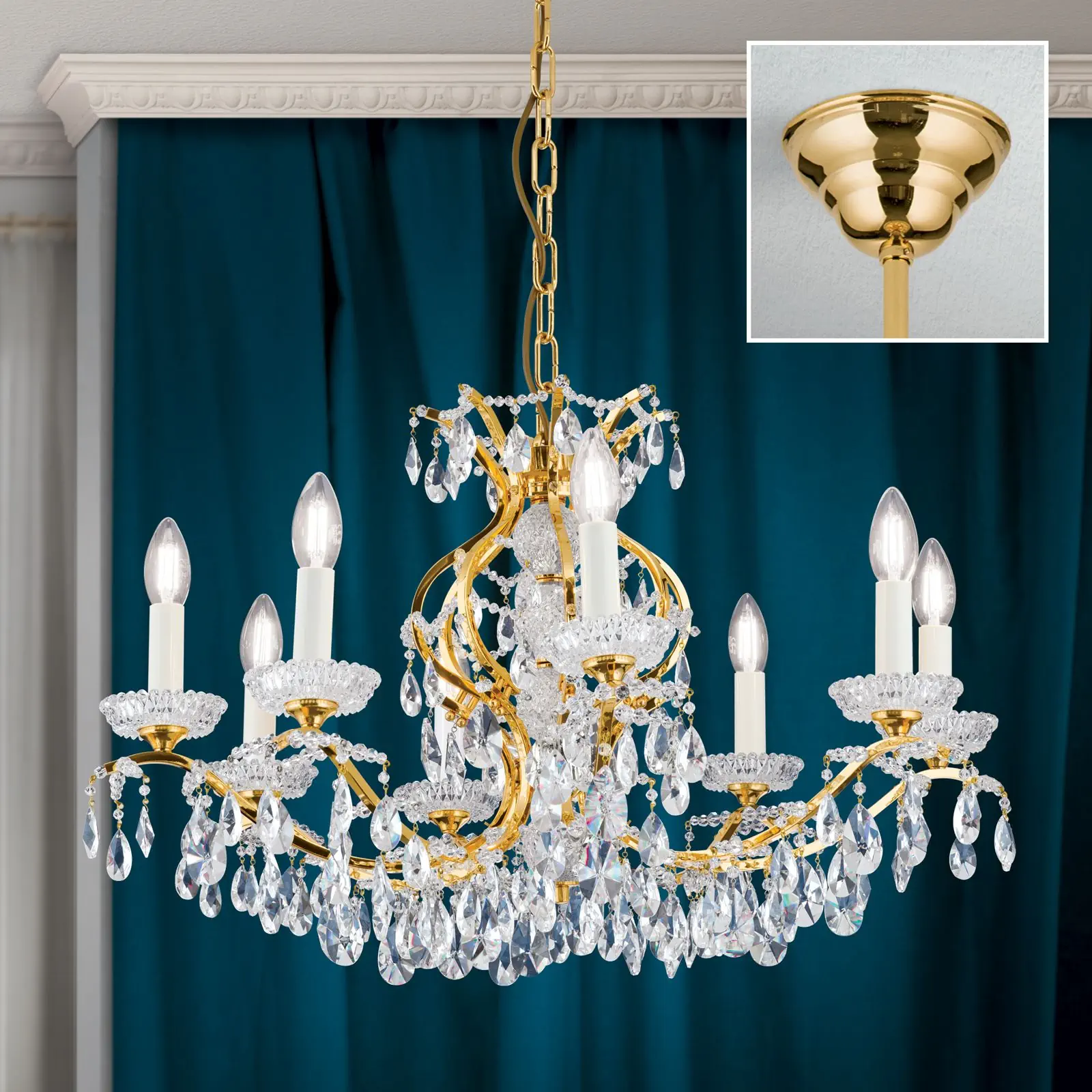 Luster HIROHITO, 8 izvora svetla, zlatni - 2