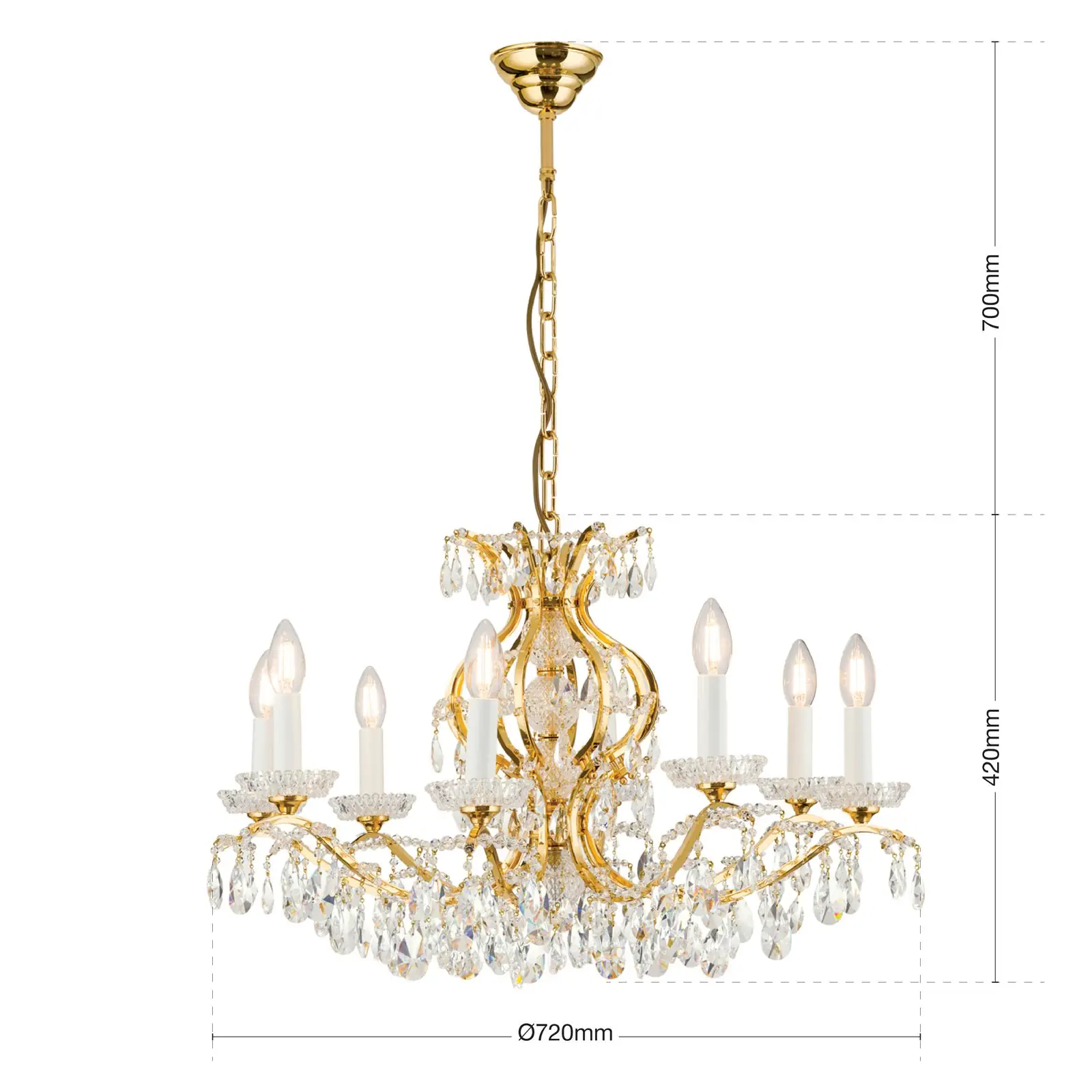 Luster HIROHITO, 8 izvora svetla, zlatni - 7