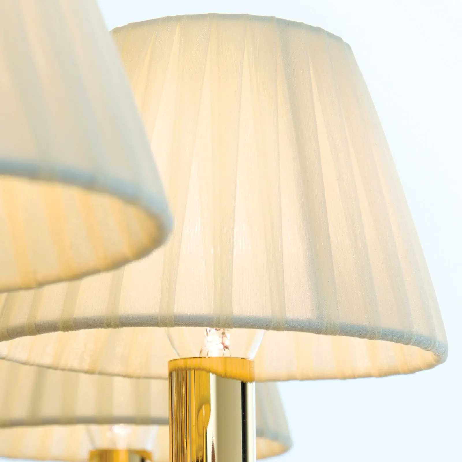 Luster KRISTALLDESIGN, 9 izvora svetla, zlatni sa šampanj abažurima - 4