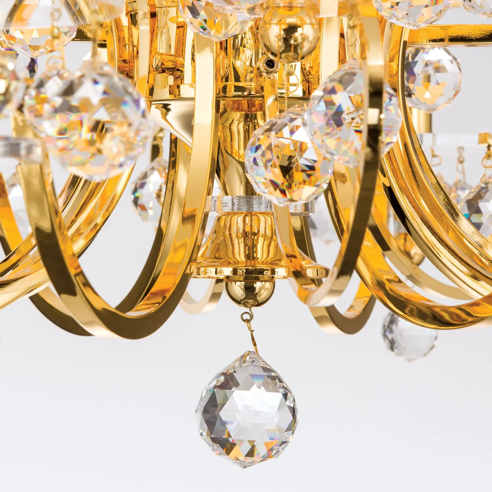 Luster KRISTALLDESIGN, 12 izvora svetla, zlatni sa šampanj abažurom - 6