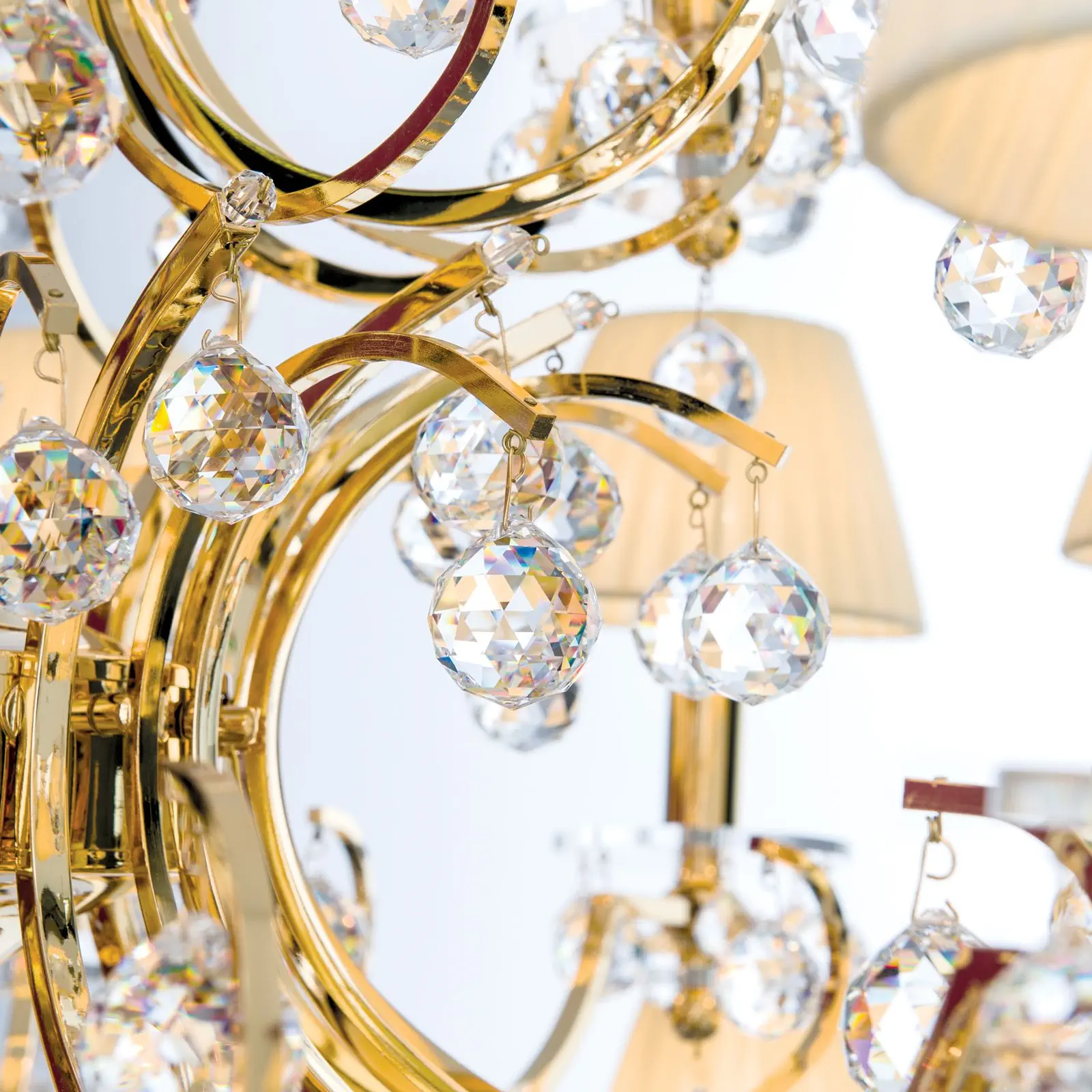 Luster KRISTALLDESIGN, 36 izvora svetla, zlatni sa šampanj tekstilnim abažurima - 5