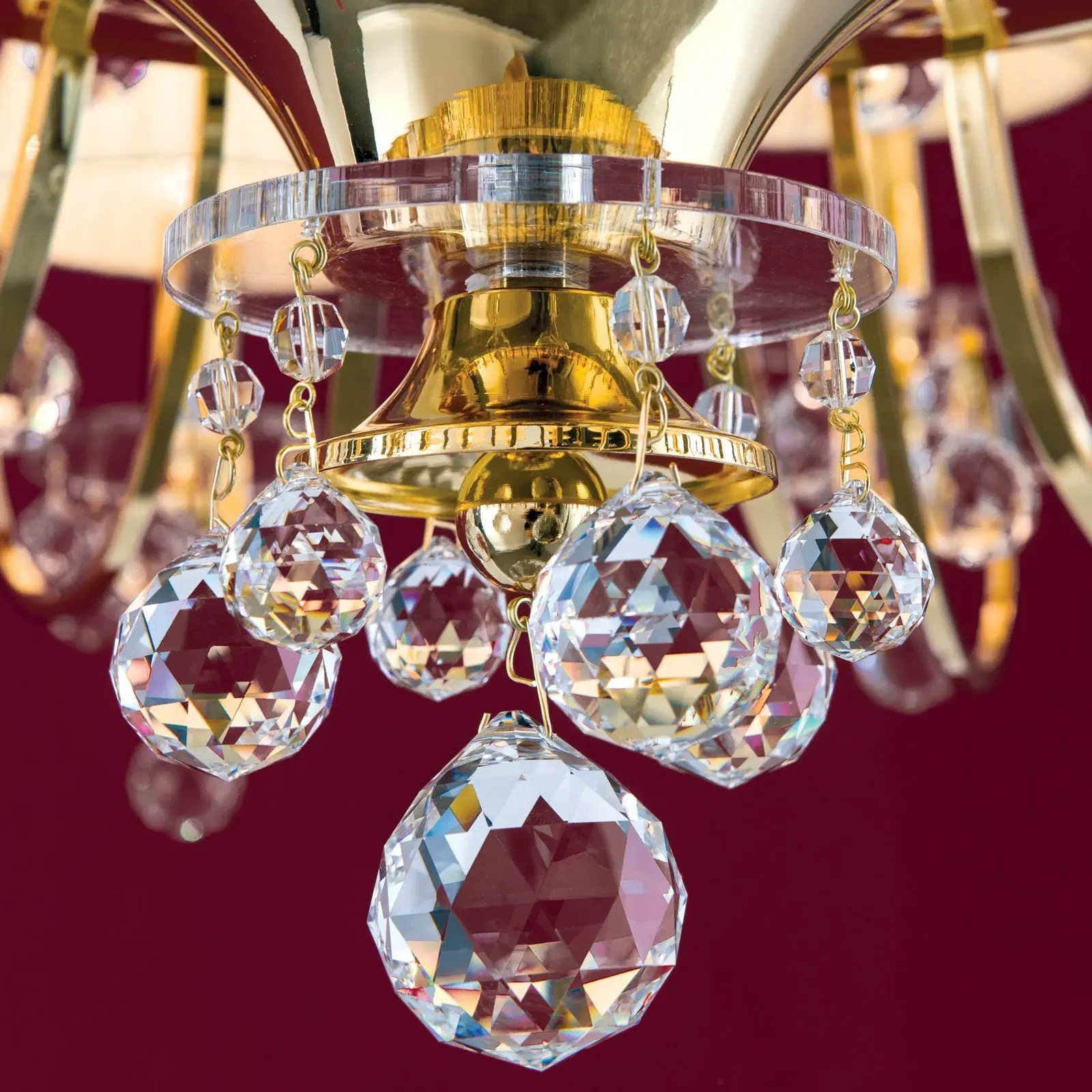 Luster KRISTALLDESIGN, 36 izvora svetla, zlatni sa šampanj tekstilnim abažurima - 7