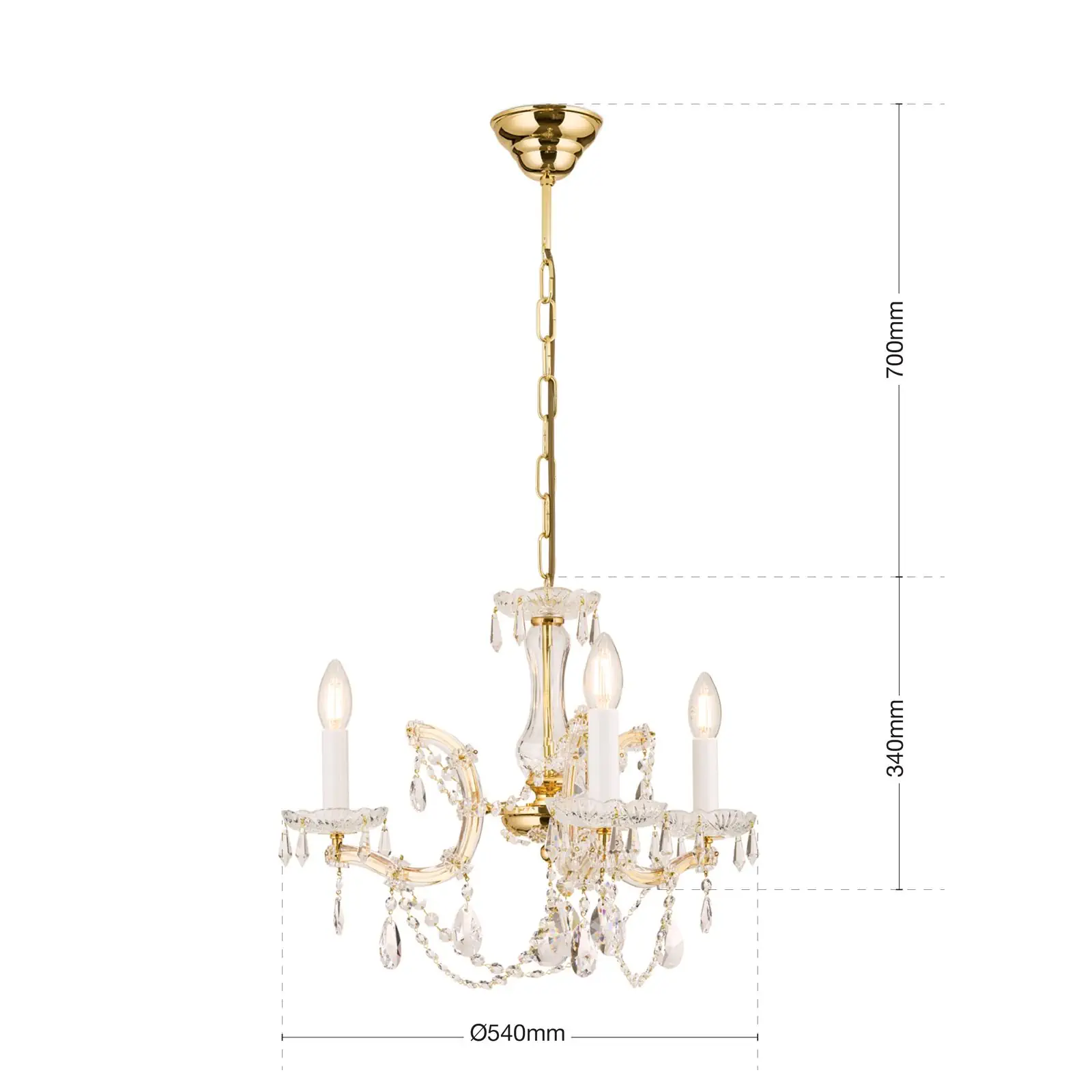 Luster MARIA THERESIA, 3 izvora svetla, zlatni - 7