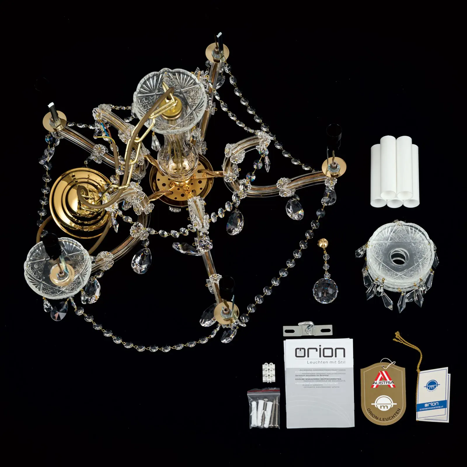 Luster MARIA THERESIA, 5 izvora svetla, zlatni - 8