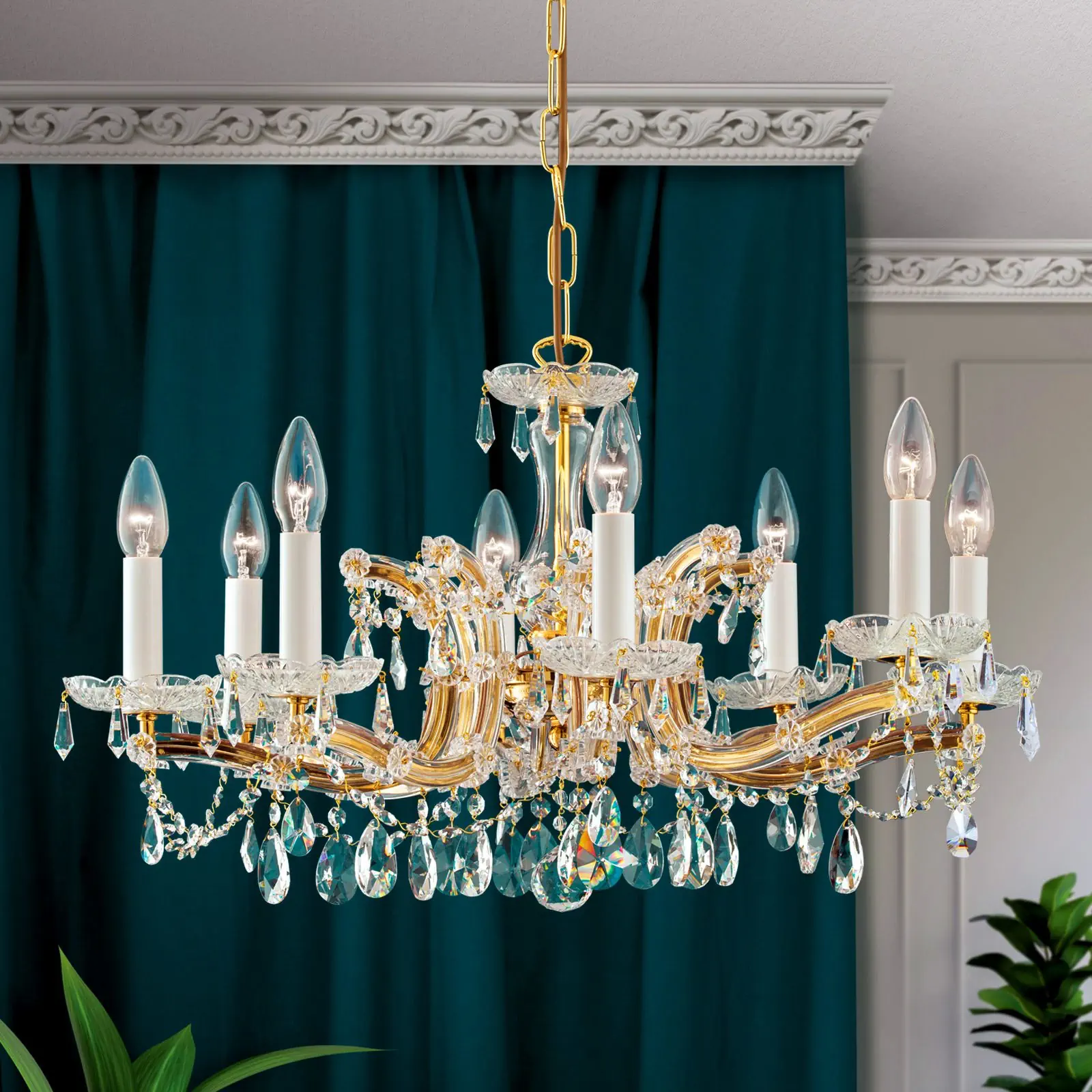 Luster MARIA THERESIA, 8 izvora svetla, zlatni - 1