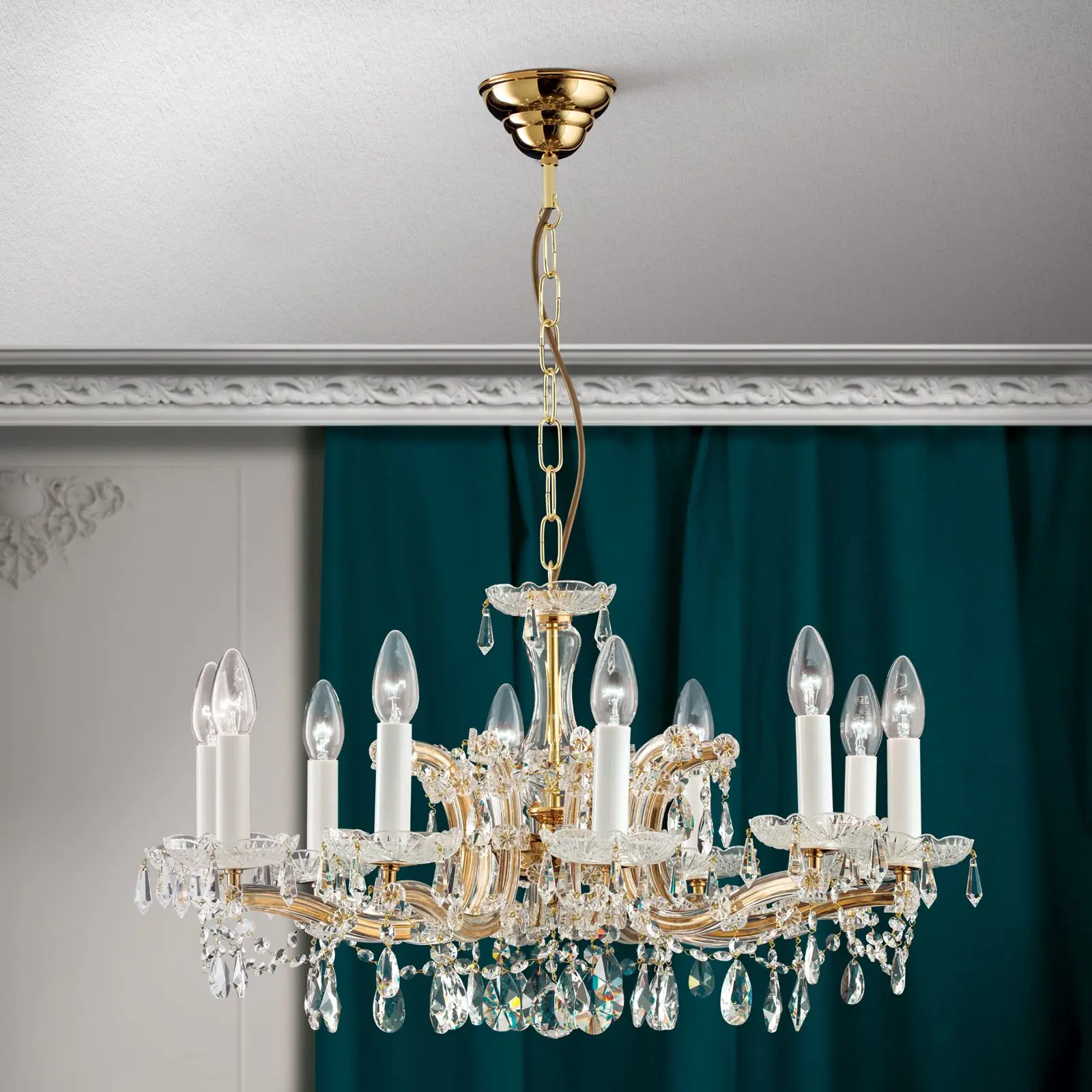 Luster MARIA THERESIA, 10 izvora svetla, zlatni - 7