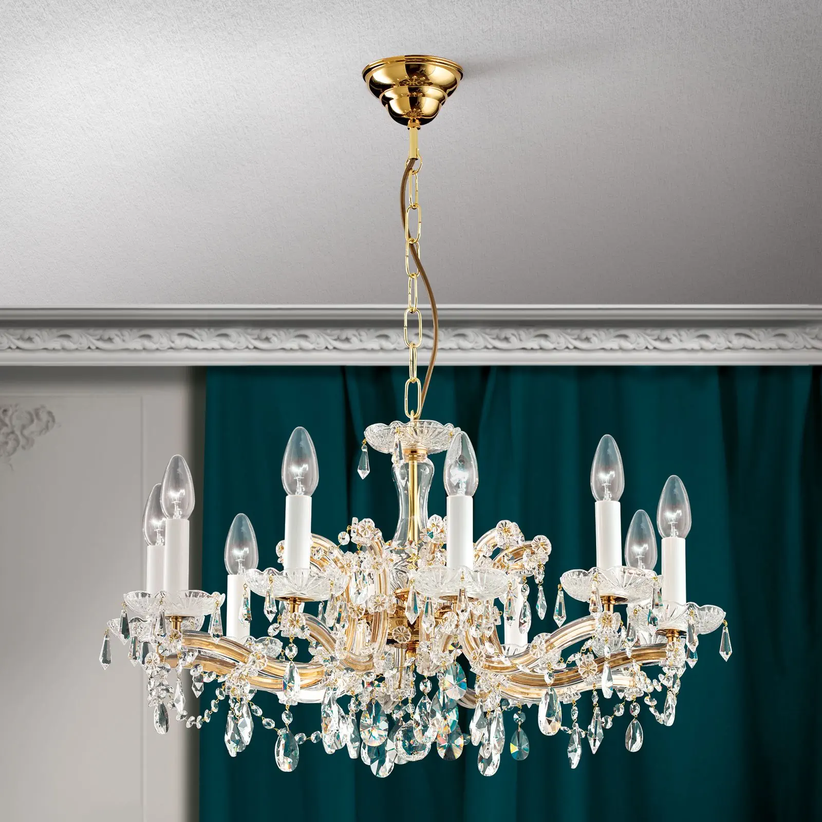 Luster MARIA THERESIA, 10 izvora svetla, zlatni - 8