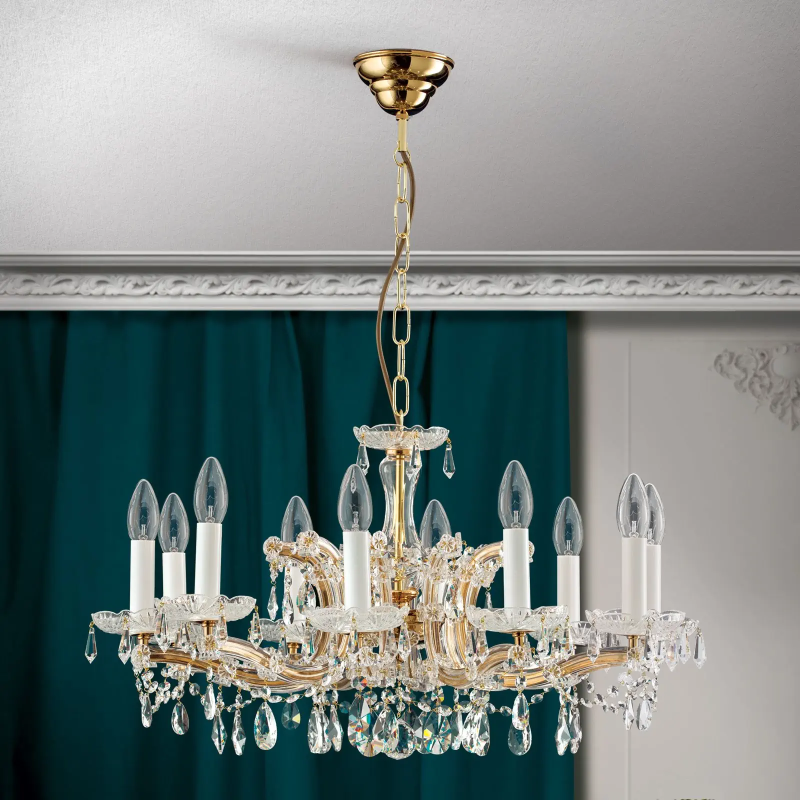 Luster MARIA THERESIA, 10 izvora svetla, zlatni - 9