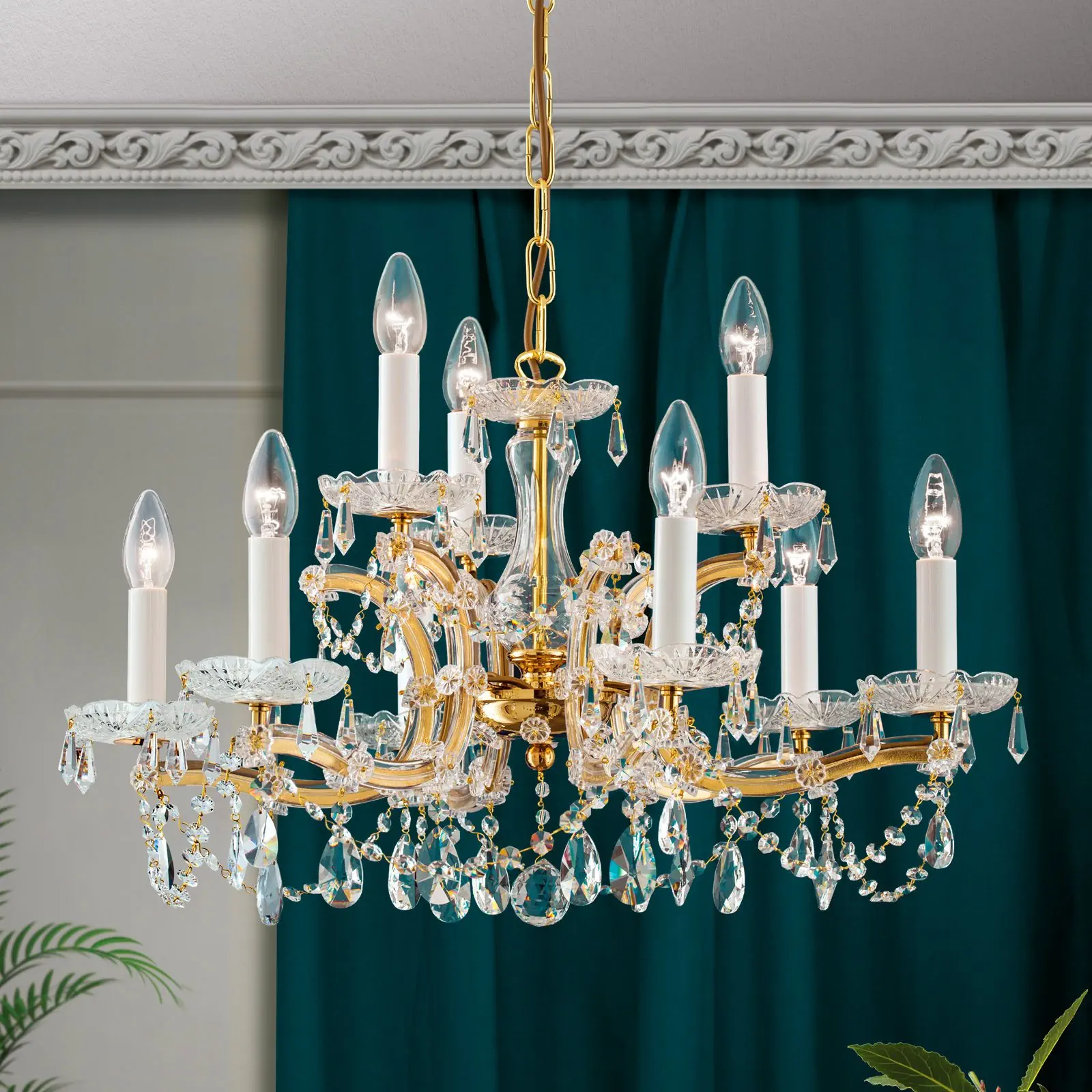 Luster MARIA THERESIA, 9 izvora svetla, zlatni - 1
