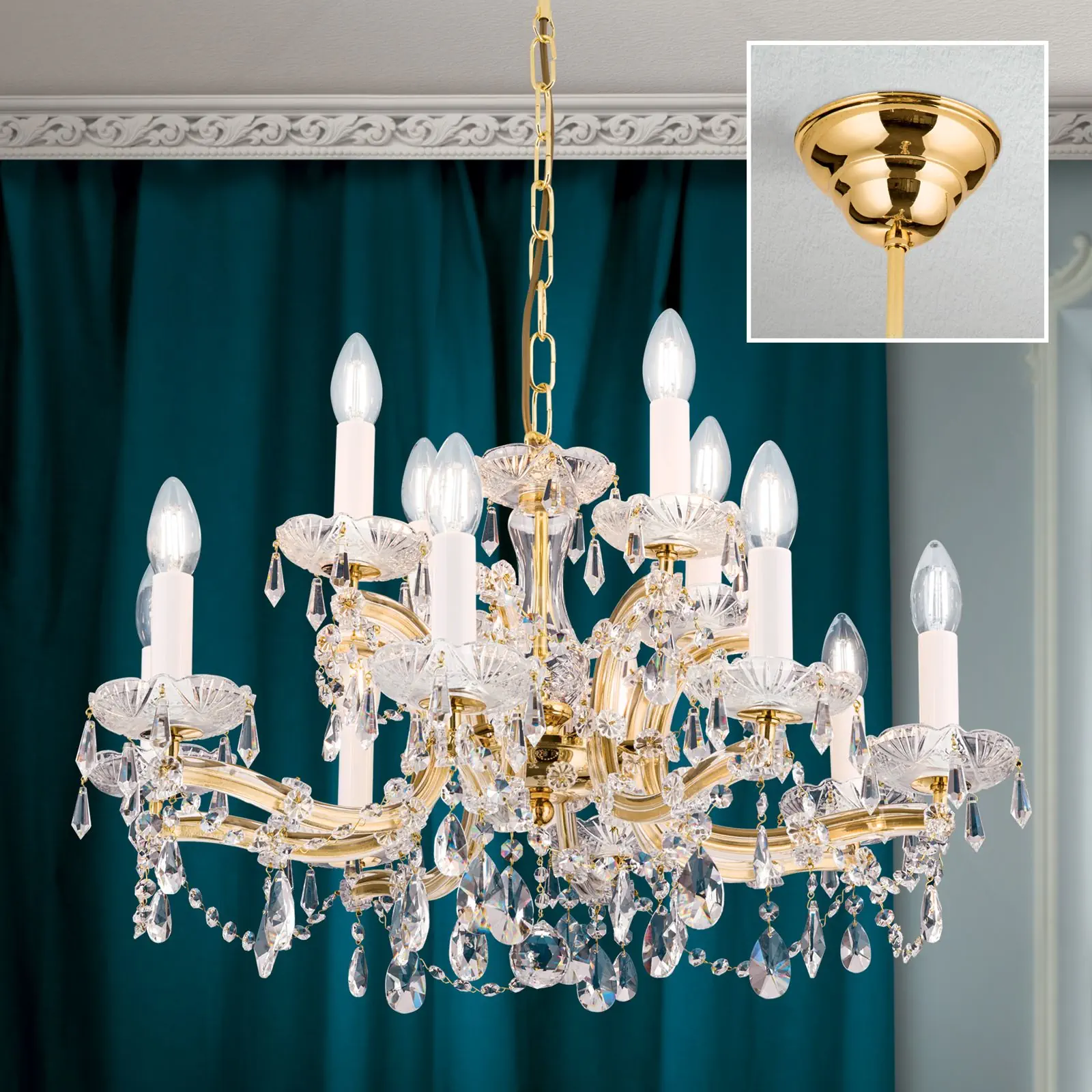 Luster MARIA THERESIA, 12 izvora svetla, zlatni - 2