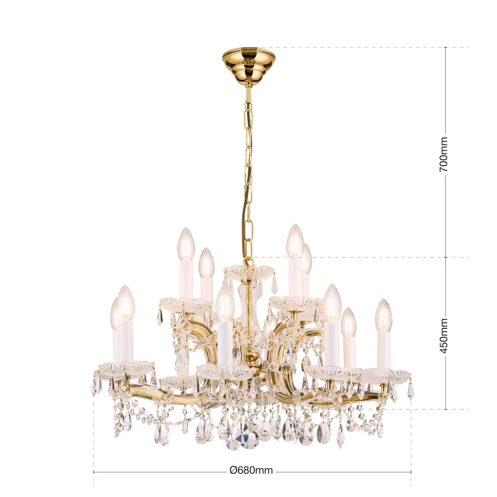 Luster MARIA THERESIA, 12 izvora svetla, zlatni - 7