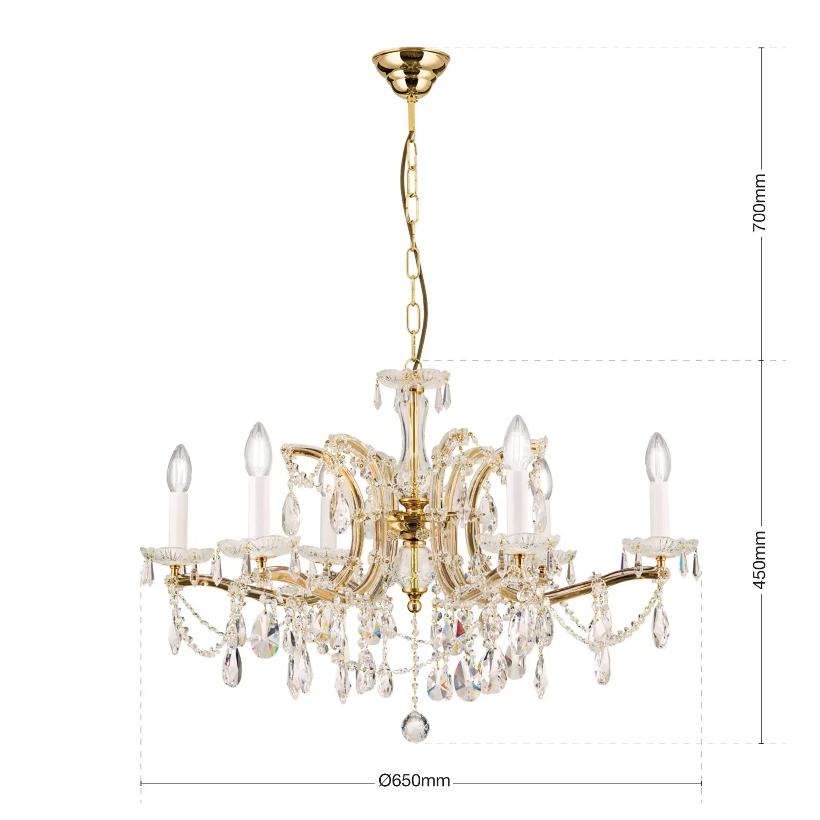 Kristalni luster MARIA THERESIA, 6 izvora svetla, zlato - 7