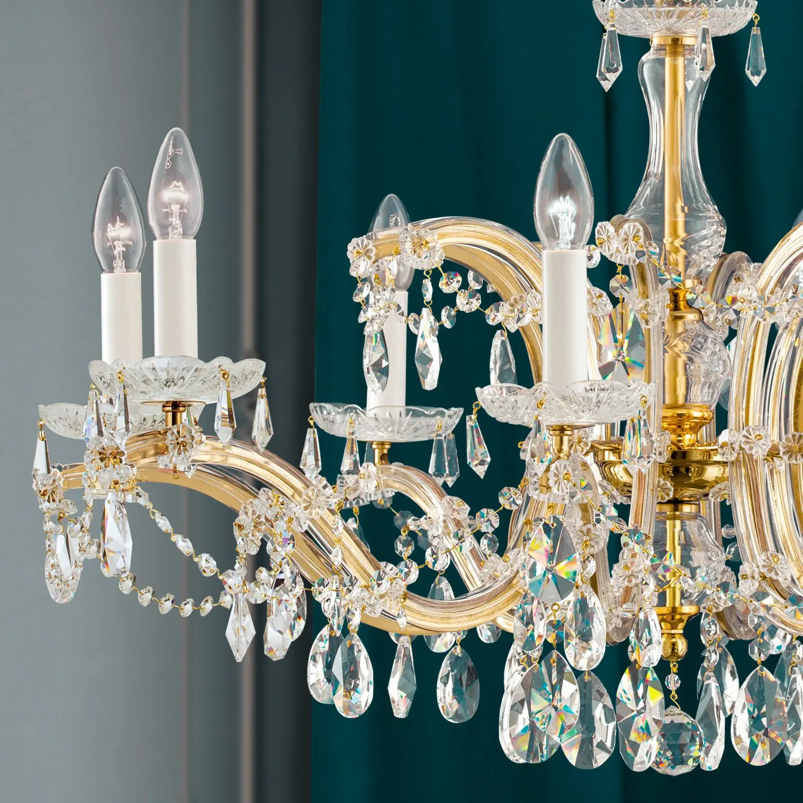 Kristalni luster MARIA THERESIA, 8 izvora svetla, zlato - 2