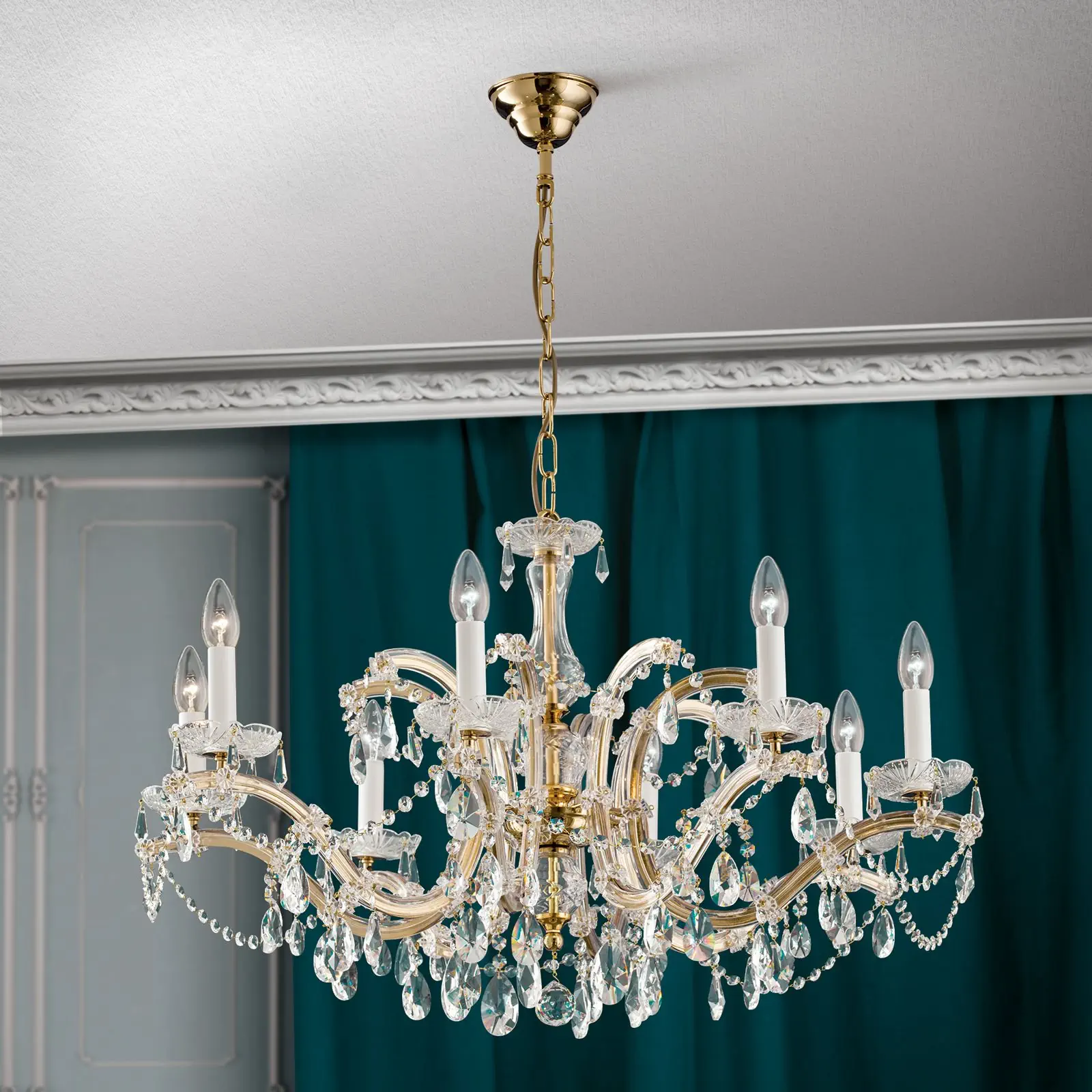 Kristalni luster MARIA THERESIA, 8 izvora svetla, zlato - 8