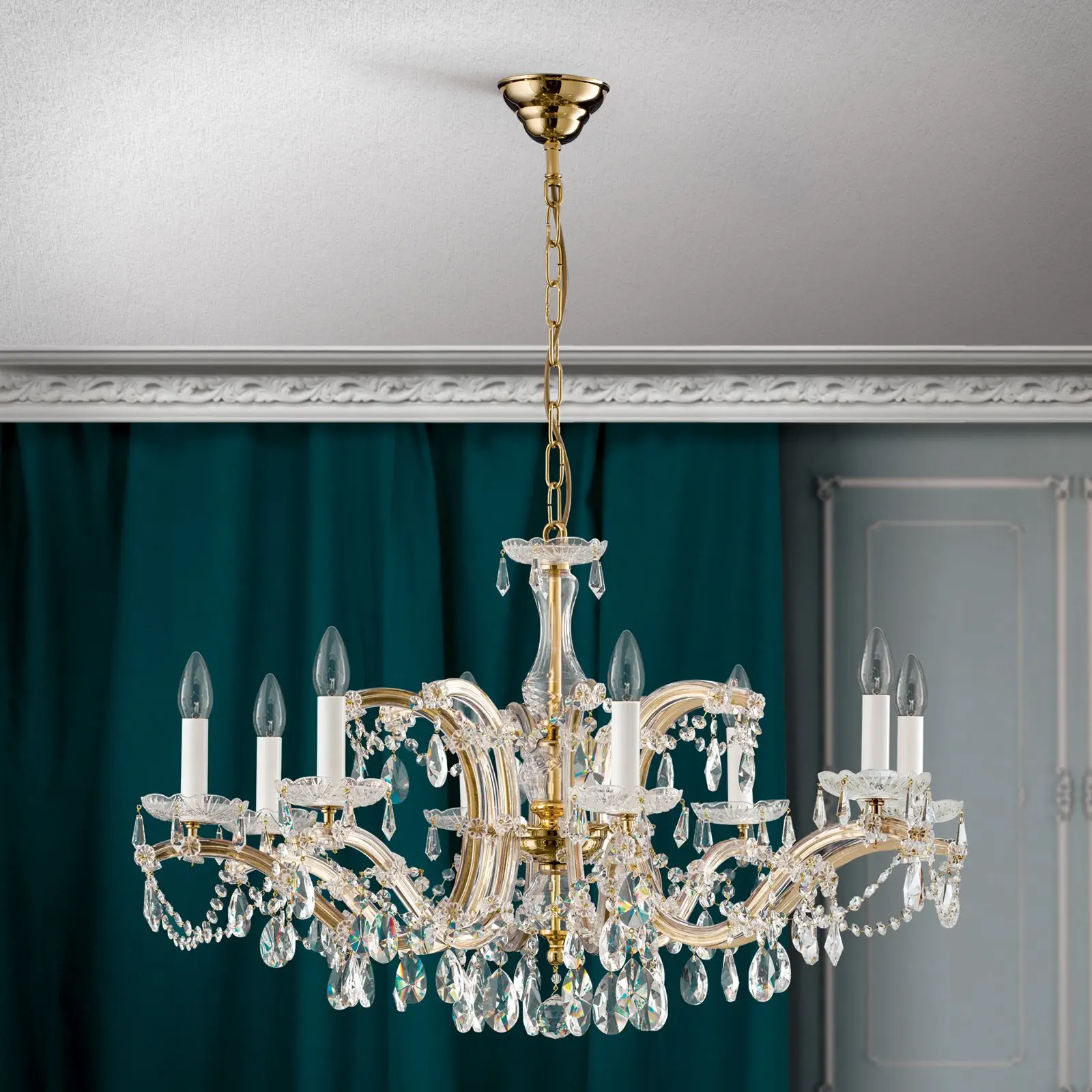 Kristalni luster MARIA THERESIA, 8 izvora svetla, zlato - 9