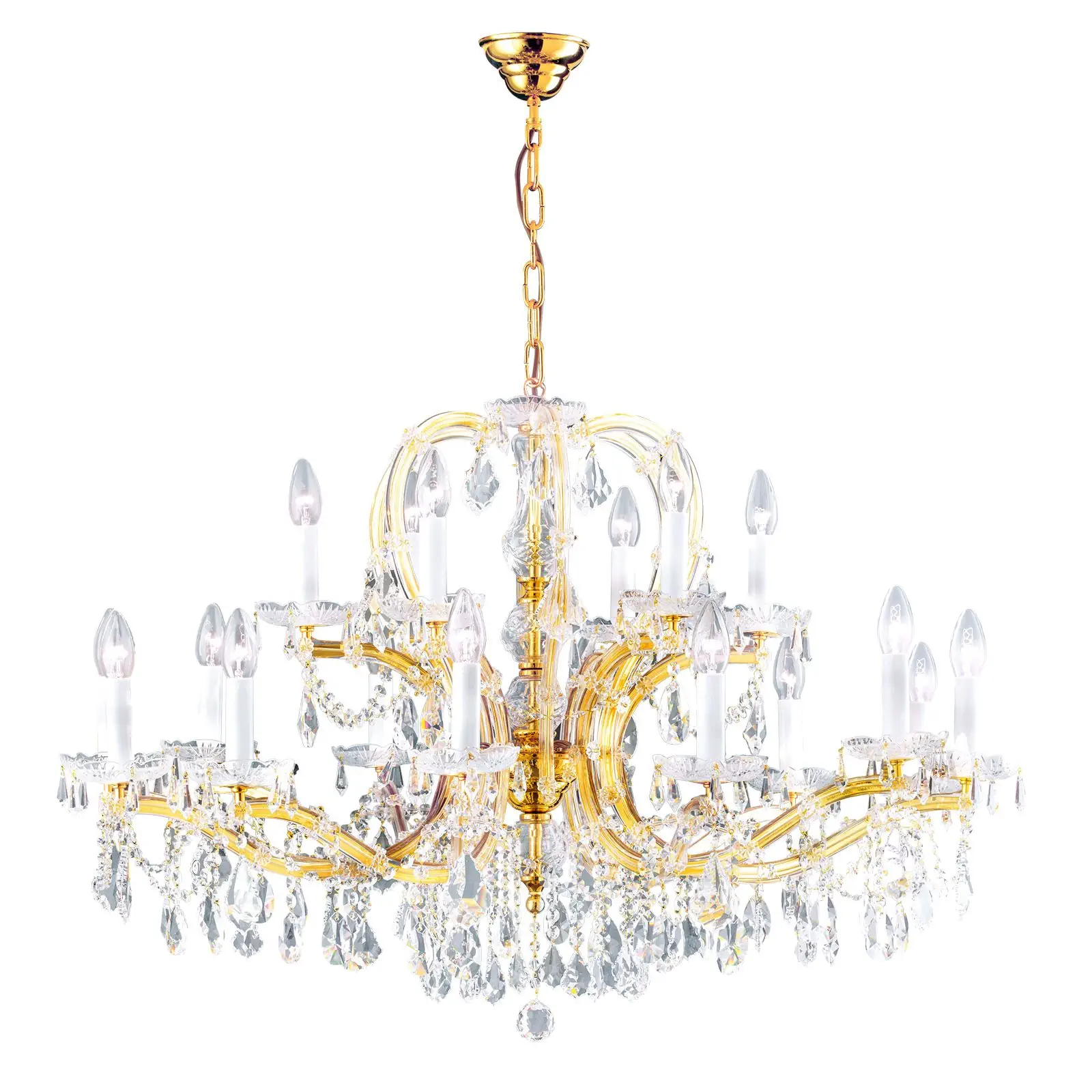 Luster MARIA THERESIA, 18 izvora svetla, zlatni, sa krunom - 4