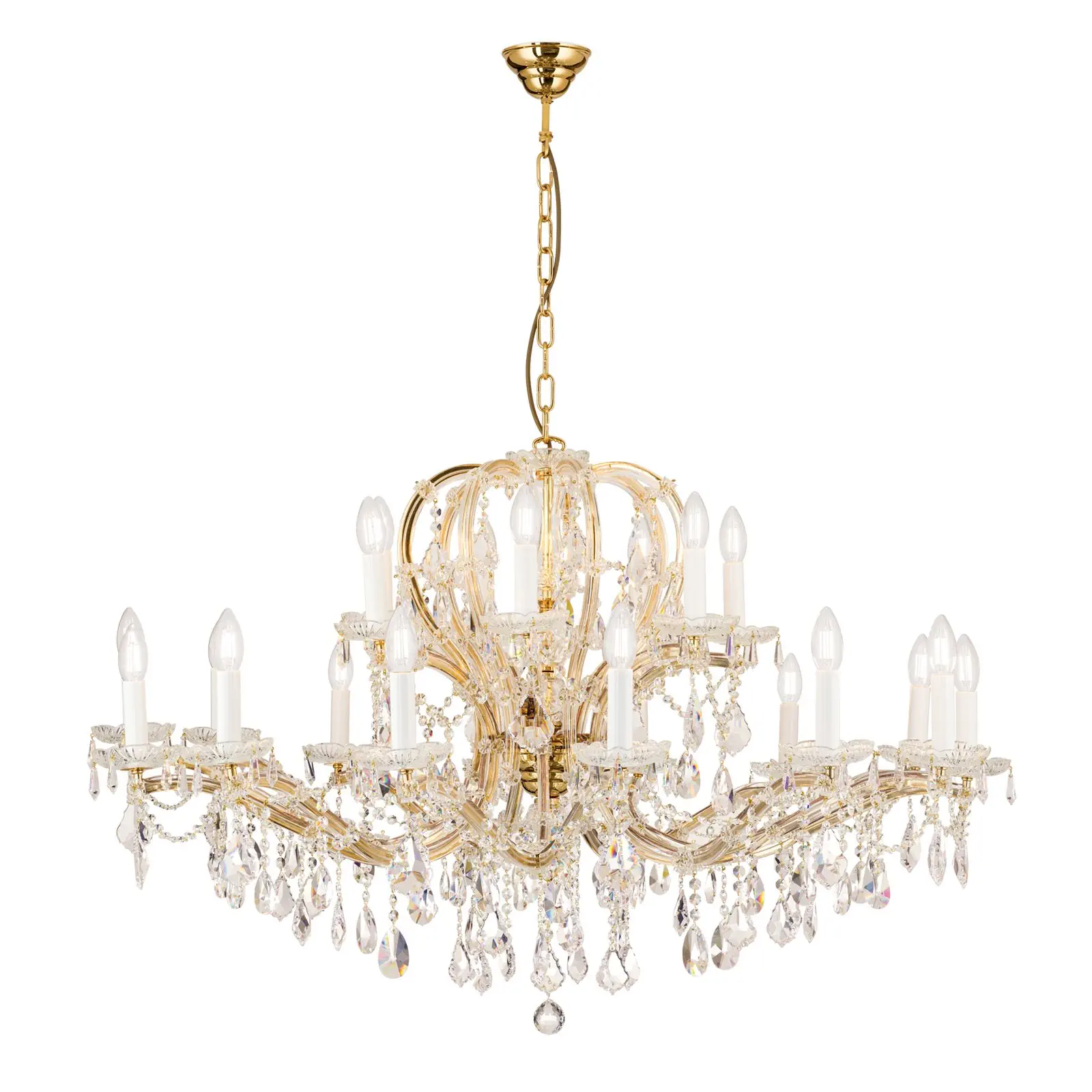 Viseća lampa MARIA THERESIA, 21 izvor svetla, zlatna, sa krunom - 4