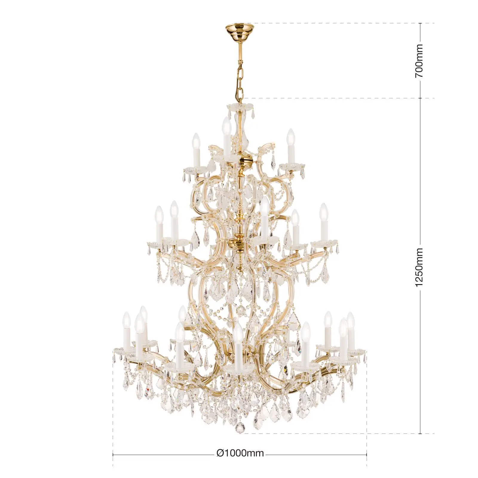 Luster MARIA THERESIA, 12+6+3 izvora svetla, zlatni, sa krunom - 7