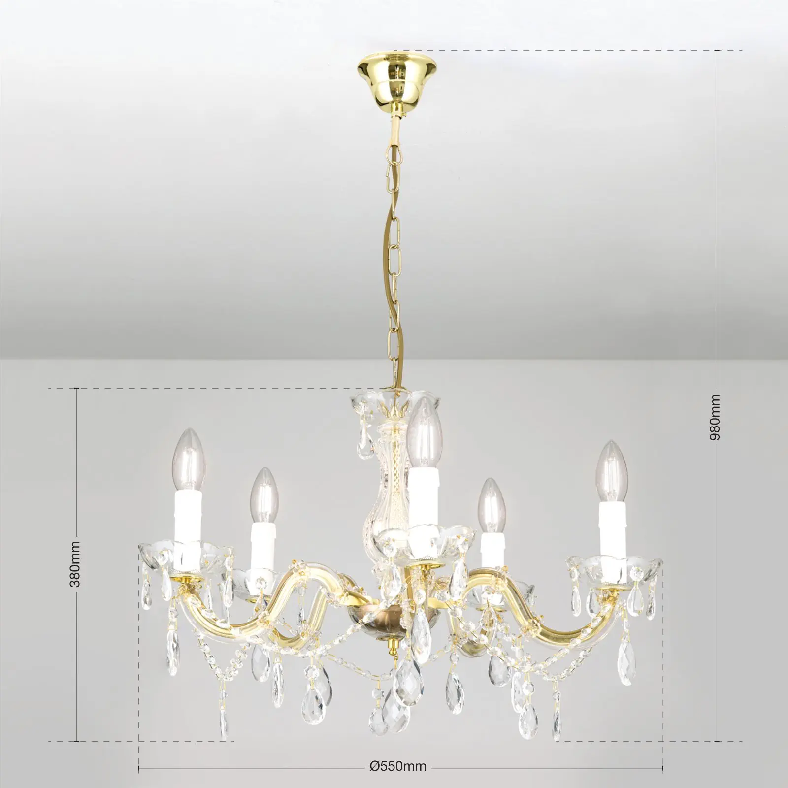 Luster MARIE CLAIRE, 5 izvora svetla, zlatni - 7