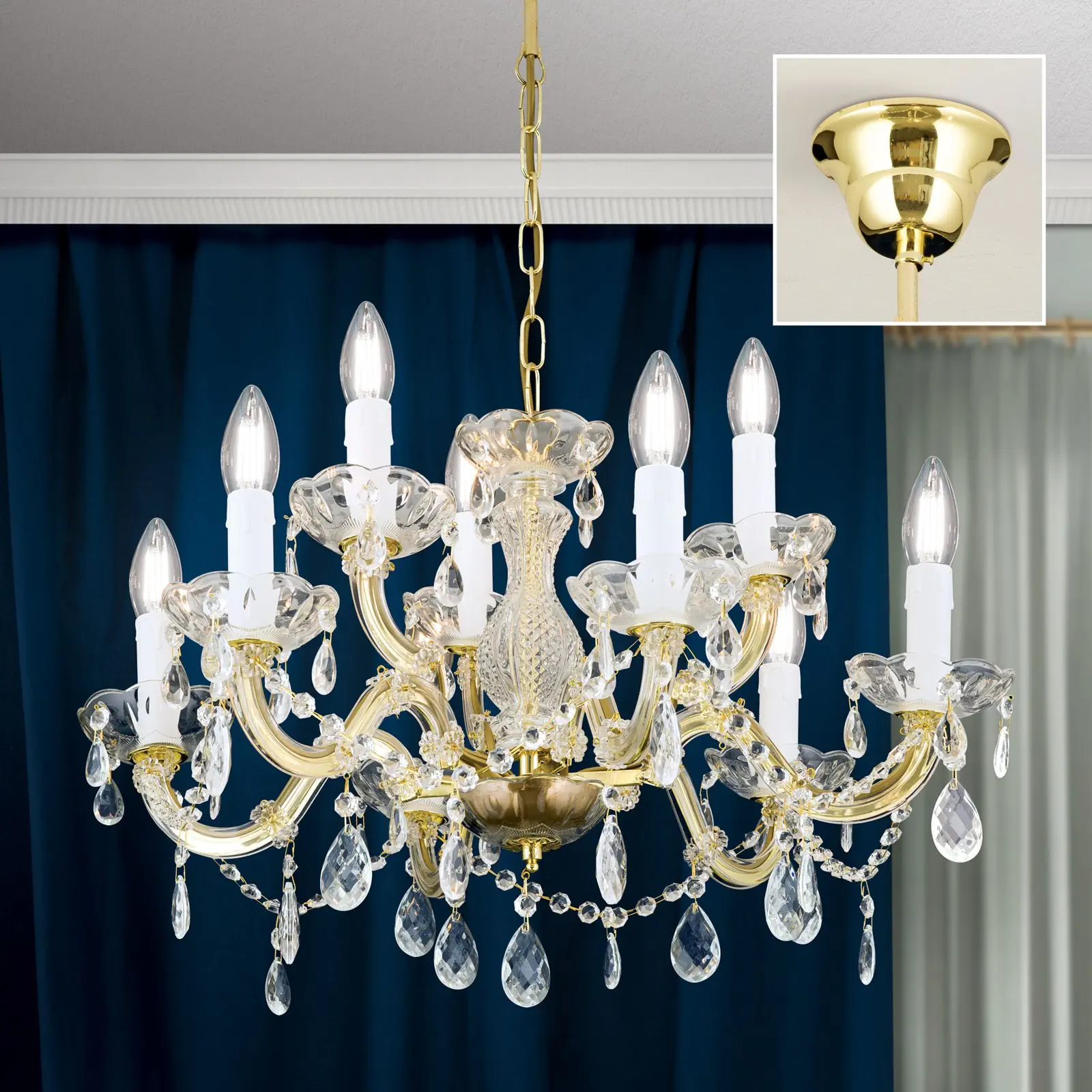 Luster MARIE CLAIRE, 9 izvora svetla, zlatni - 2