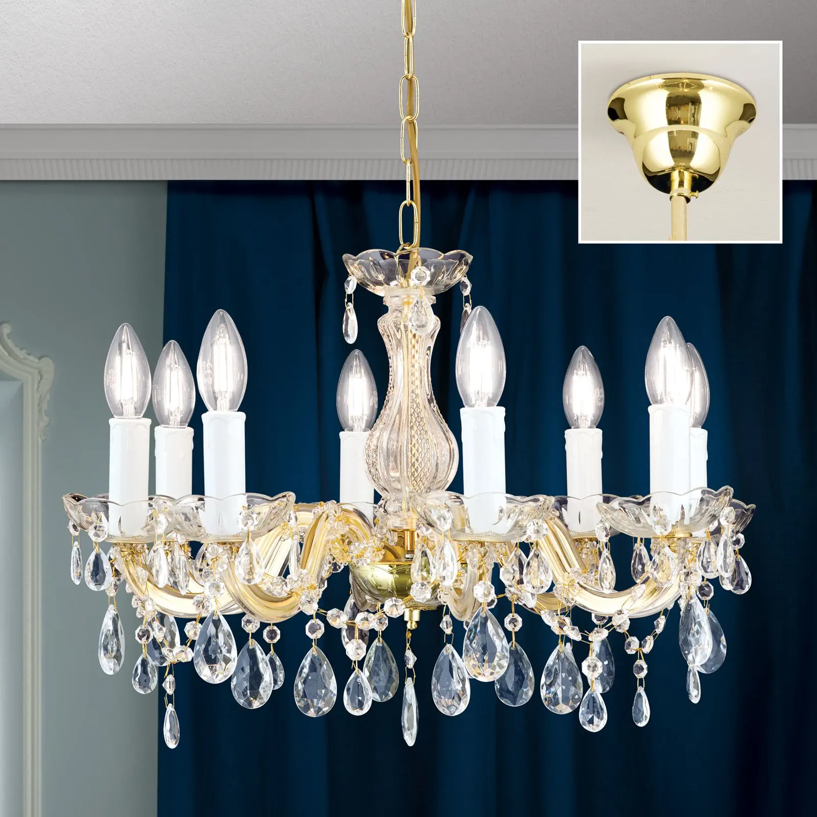 Luster MARIE CLAIRE, 8 izvora svetla, zlatni - 2