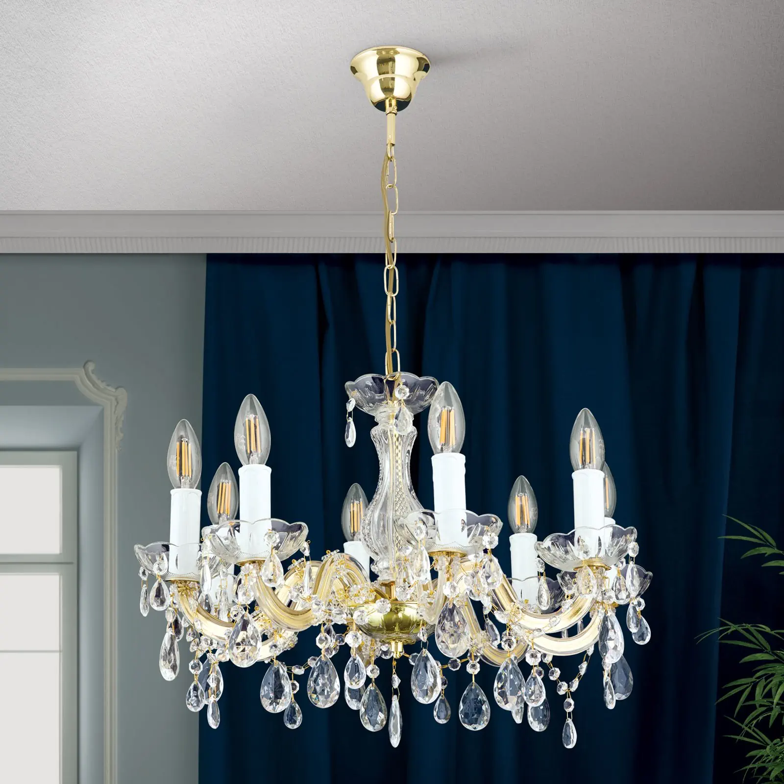 Luster MARIE CLAIRE, 8 izvora svetla, zlatni - 3