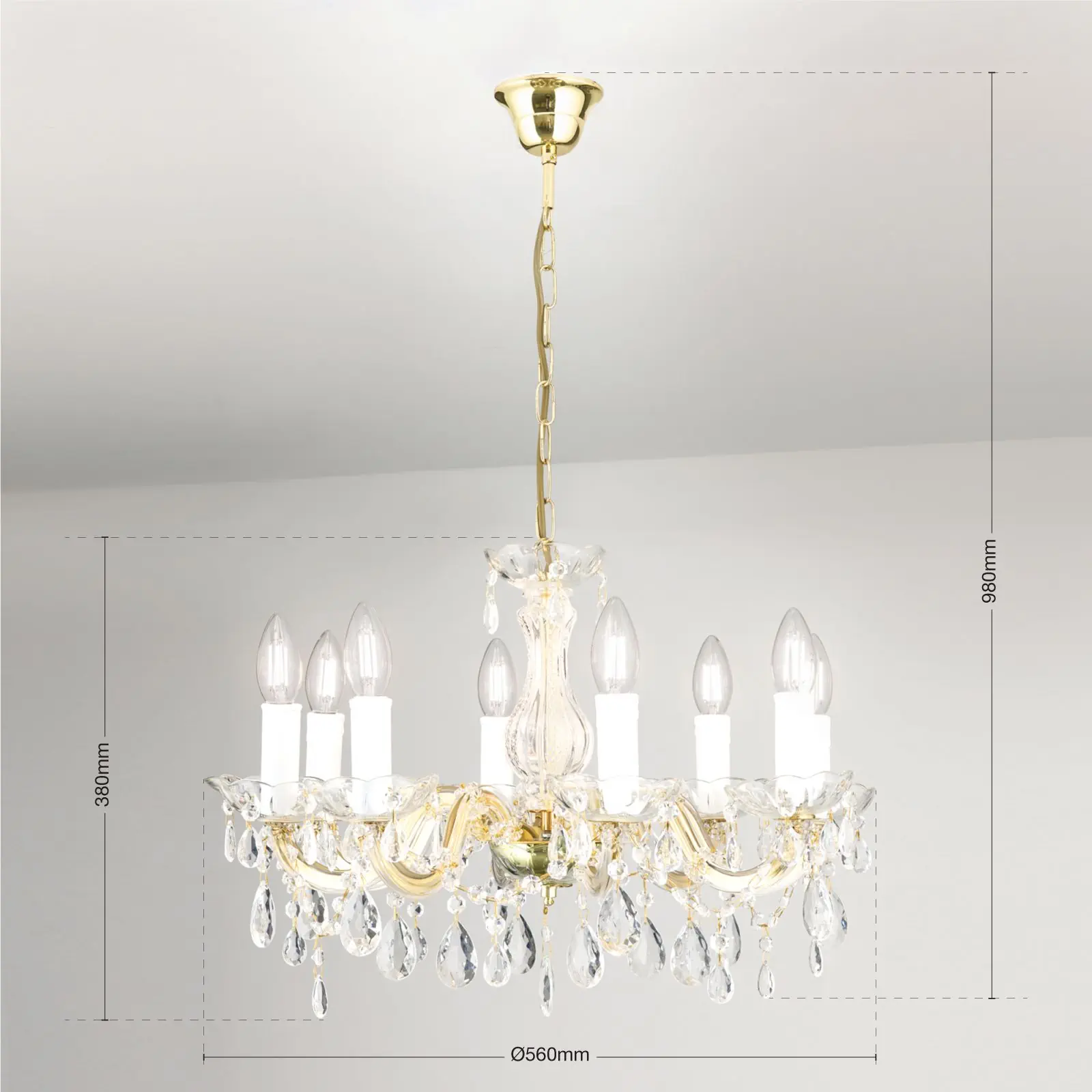 Luster MARIE CLAIRE, 8 izvora svetla, zlatni - 7